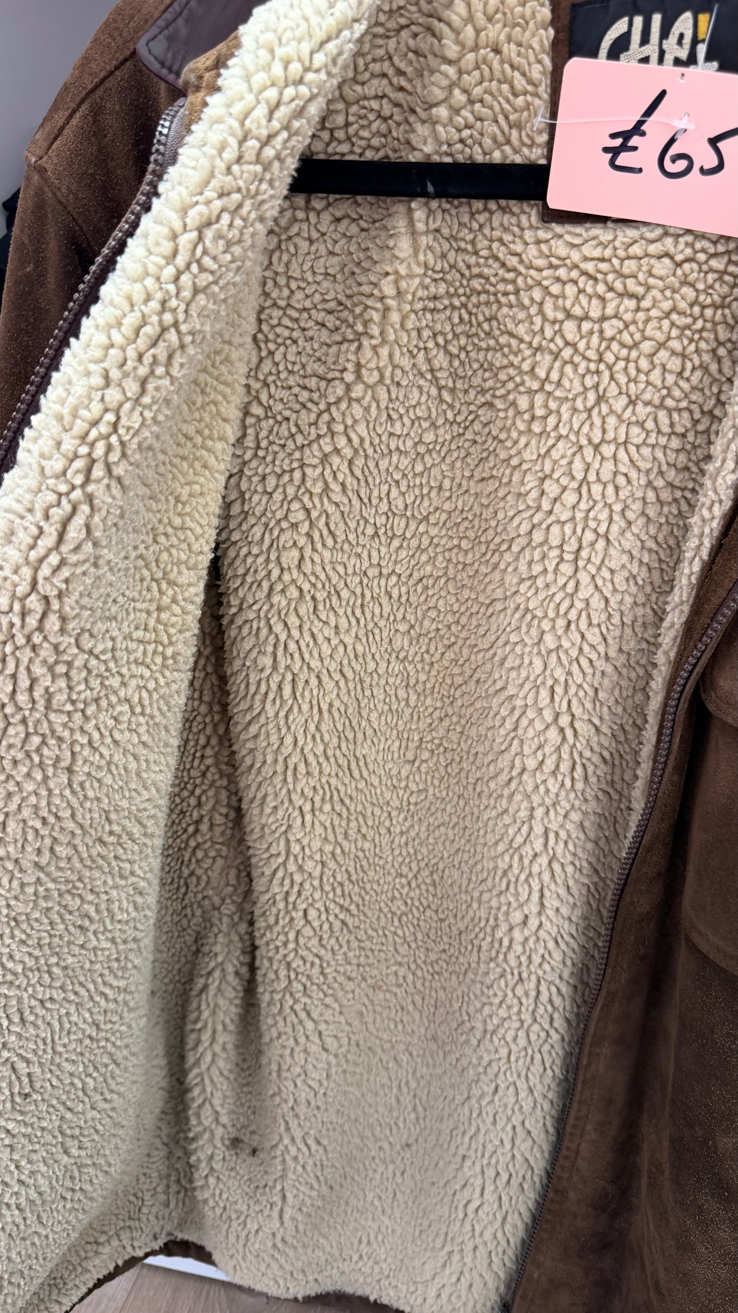 347 Brown suede jacket with fur lining