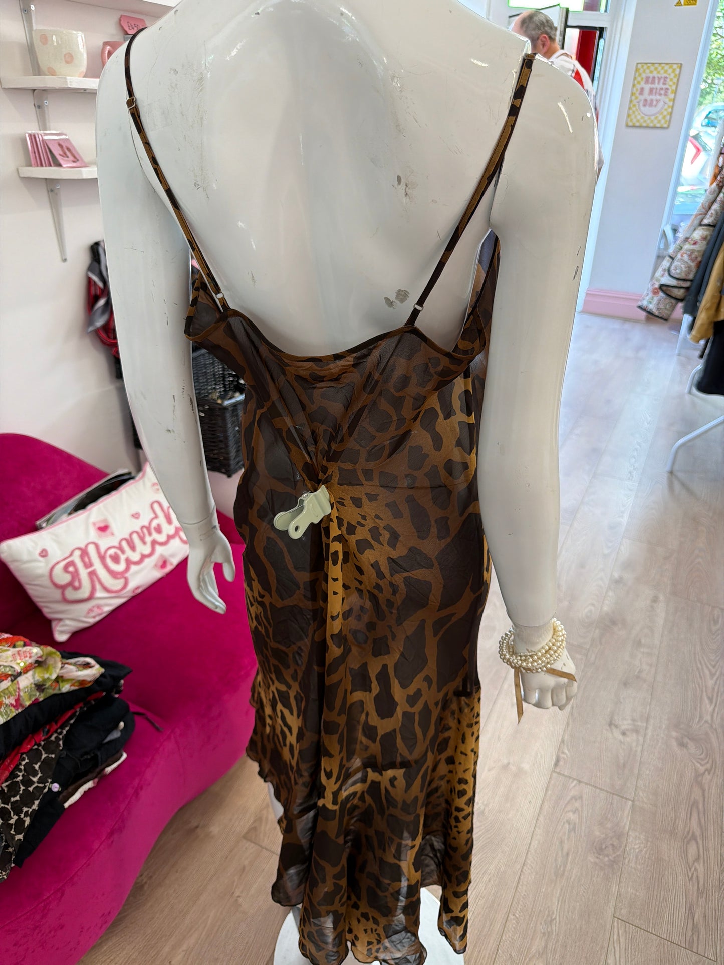 516 giraffe print mesh dress