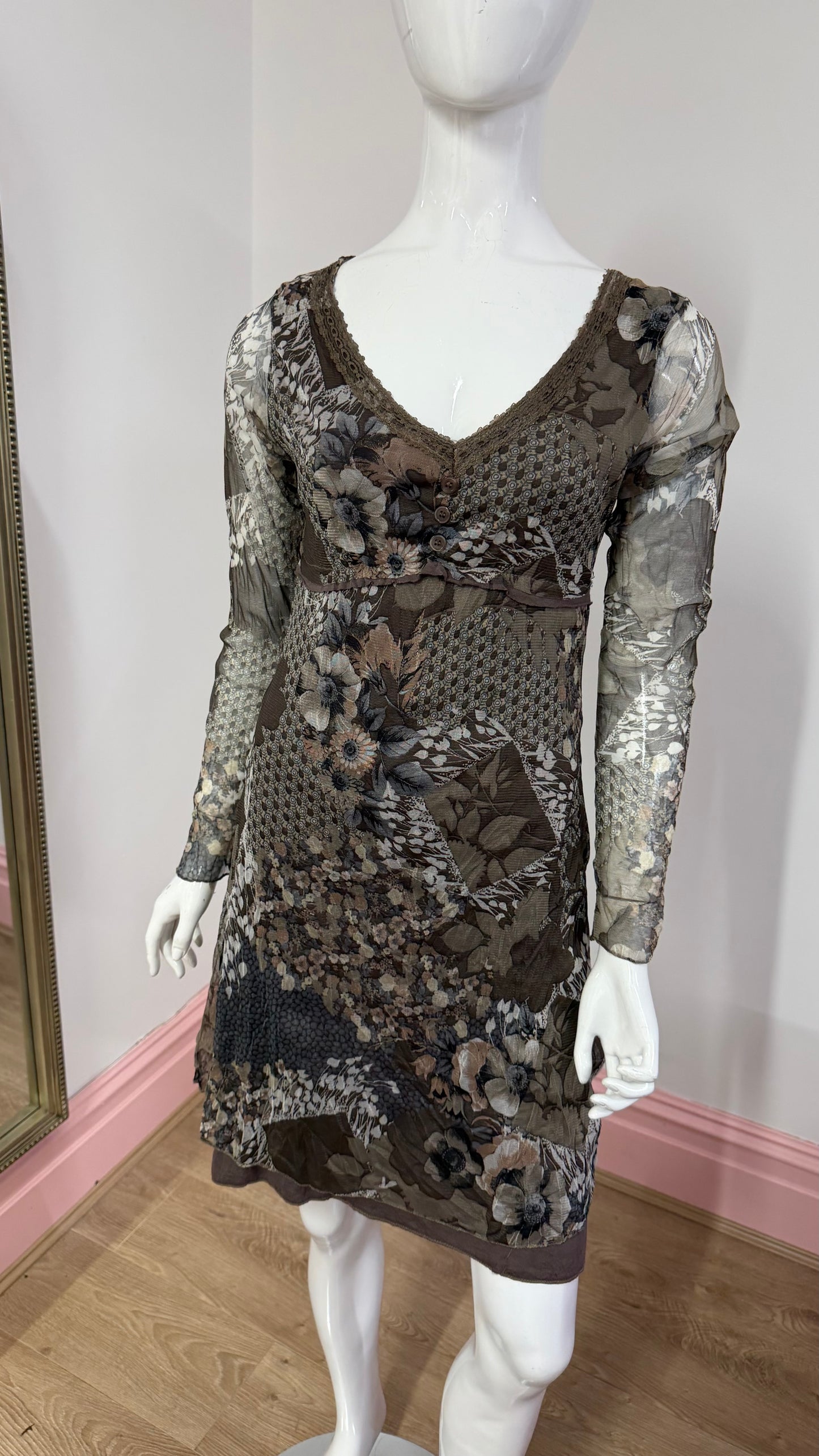 226 beige sheer dress