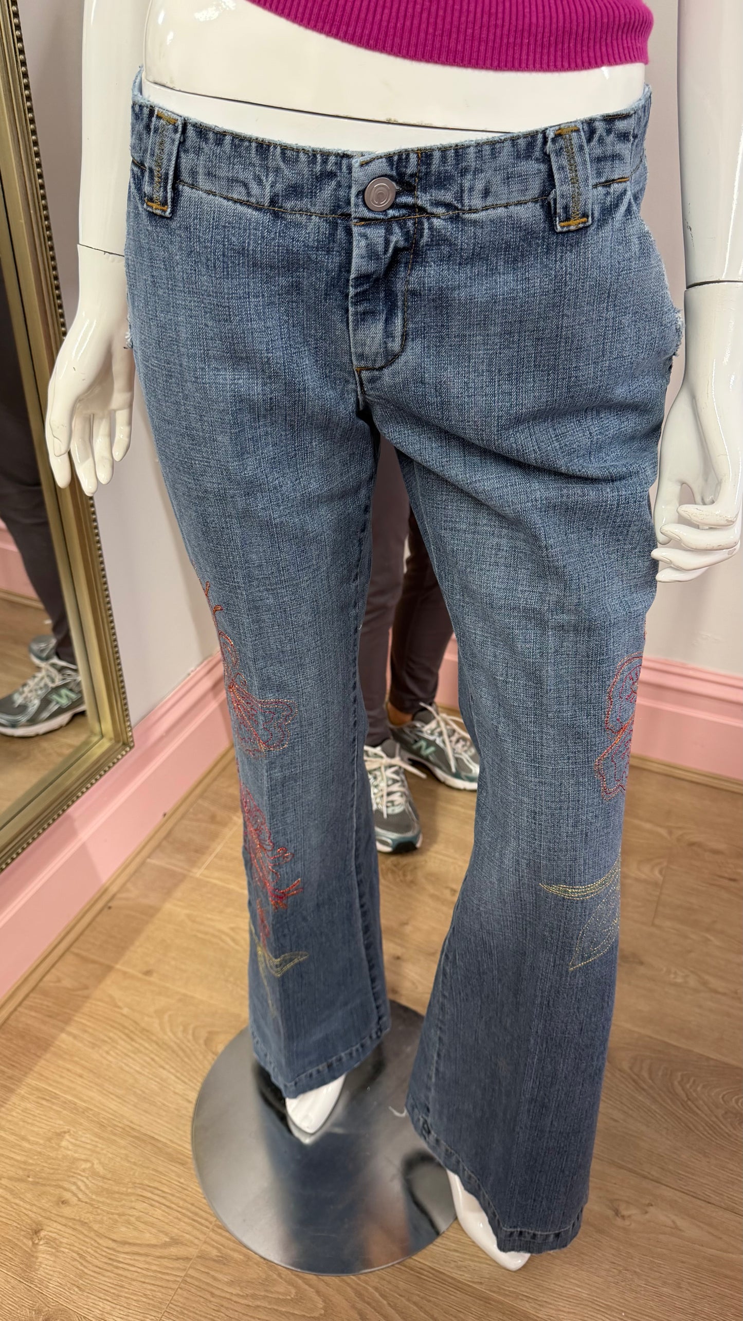 166 denim jeans flower detail