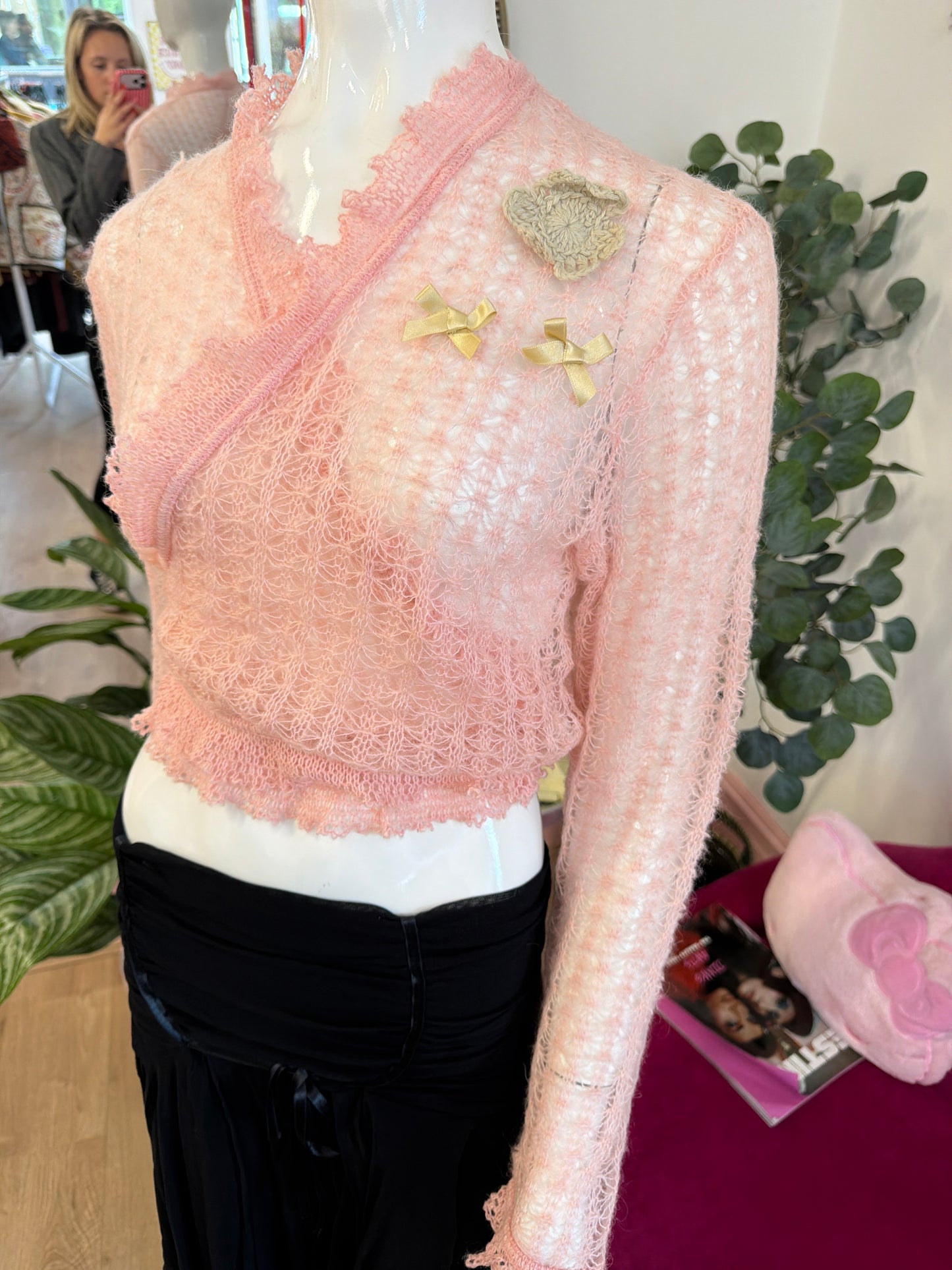 391 Pink knit cardy