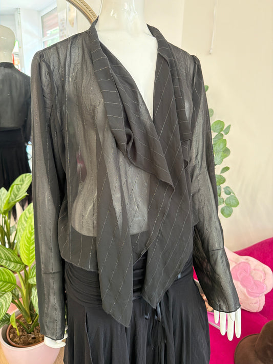407 Pierre Cardin black sheer cardy