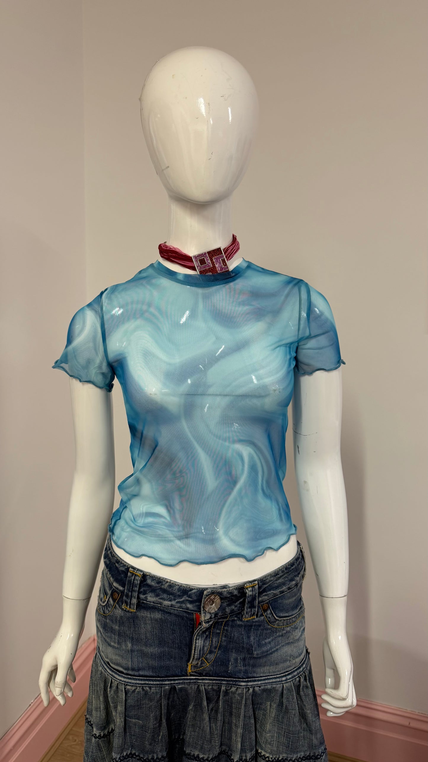 91 Blue swirl sheer top
