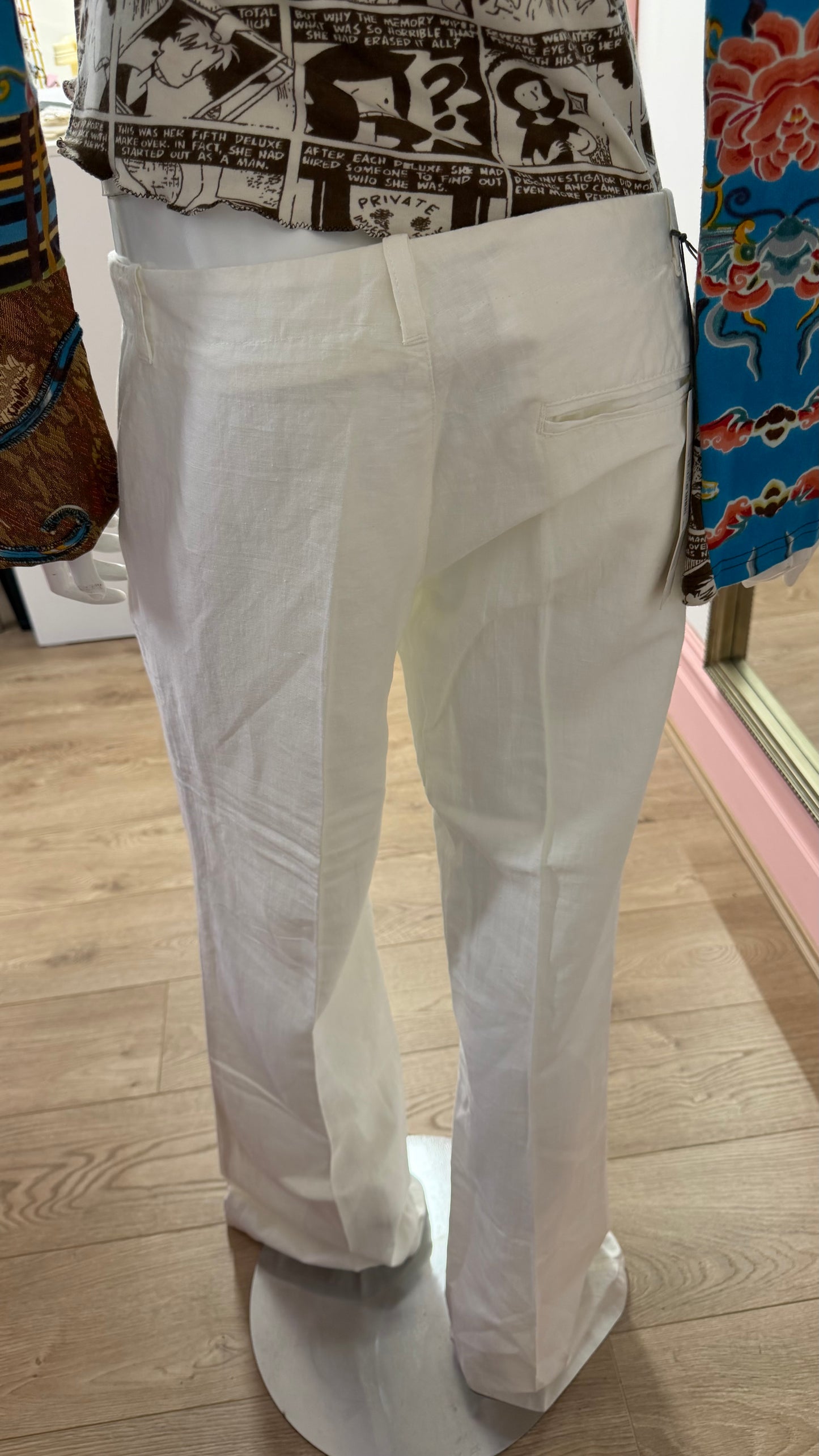 152 white linen trousers