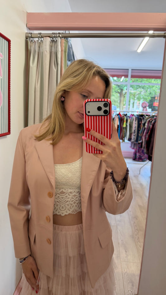 338 pink leather blazer jacket