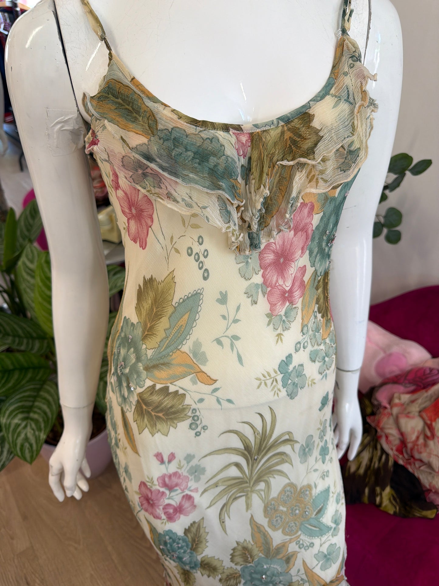 449 Floral sheer strappy dress