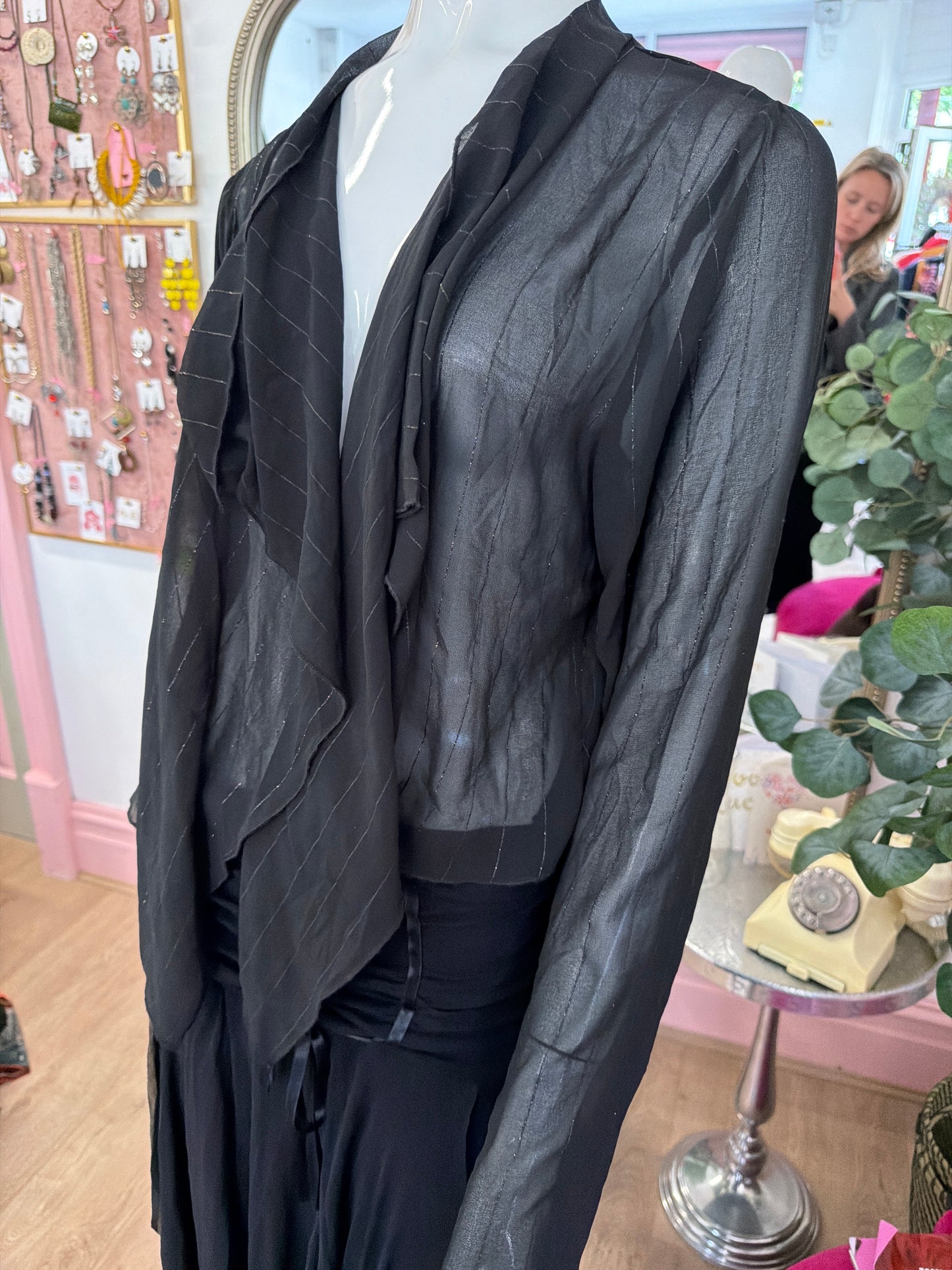 407 Pierre Cardin black sheer cardy