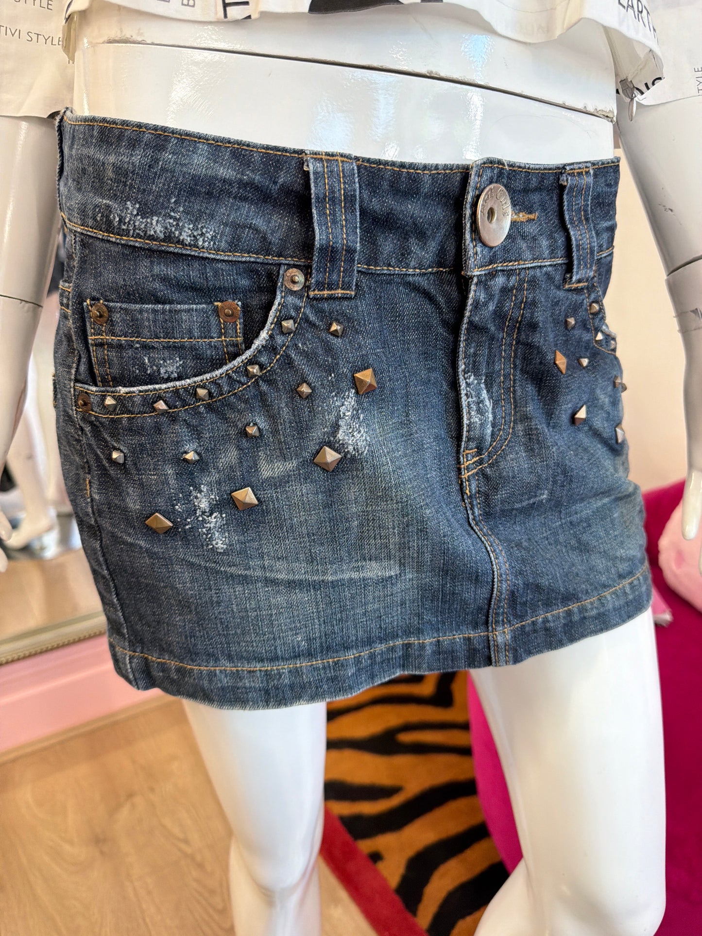 591 Studed denim mini skirt