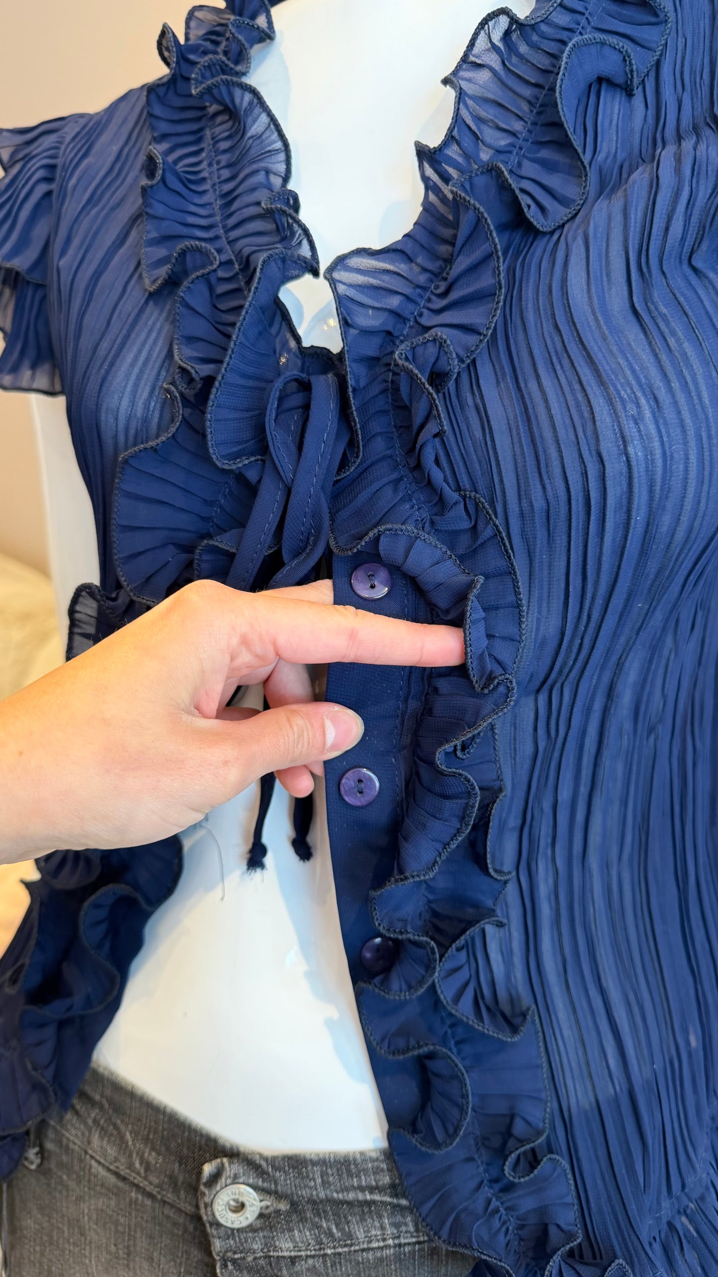 5 Blue meshed top