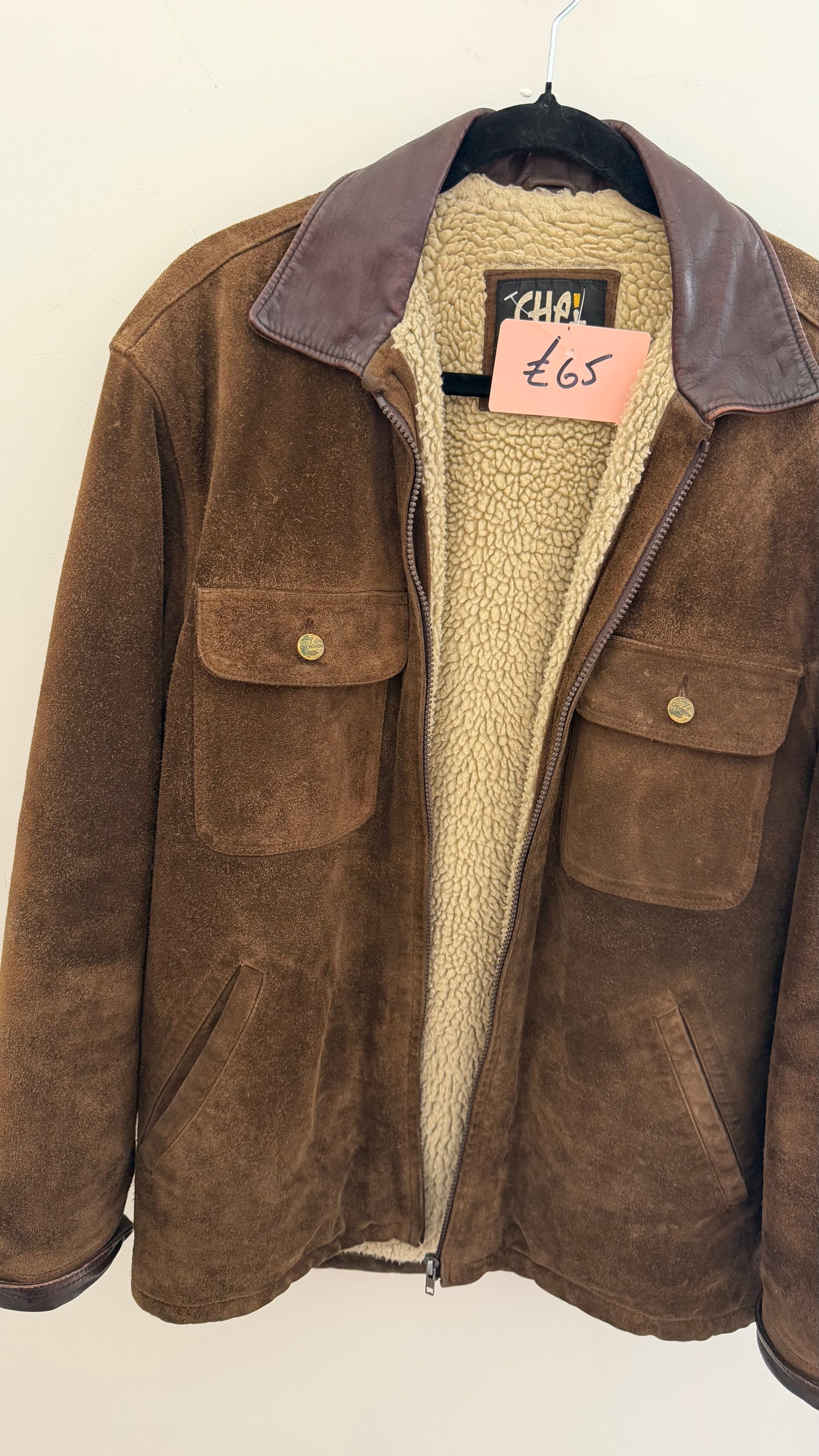 347 Brown suede jacket with fur lining