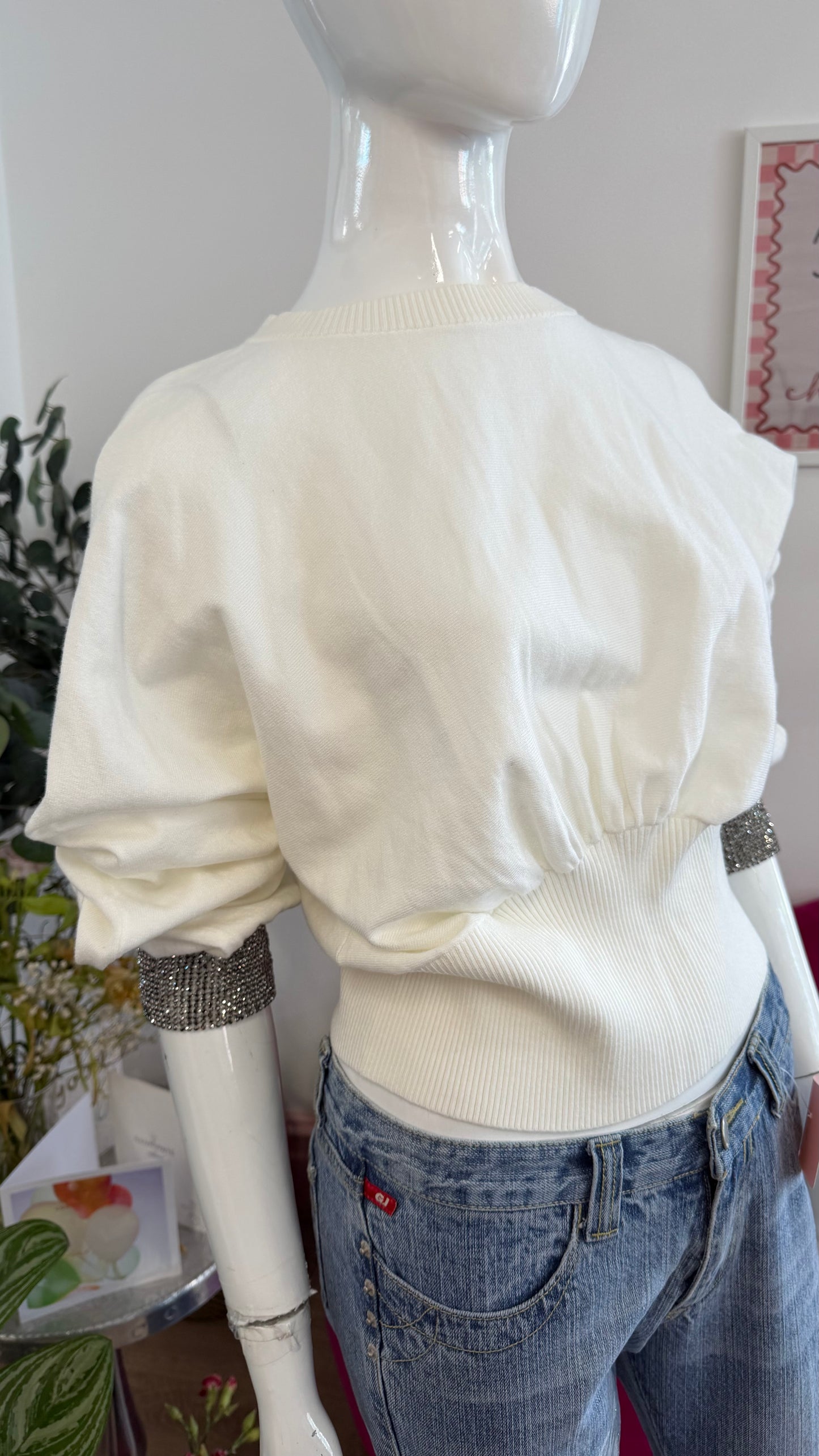 354 Guess jumper with rhinestone cuffs