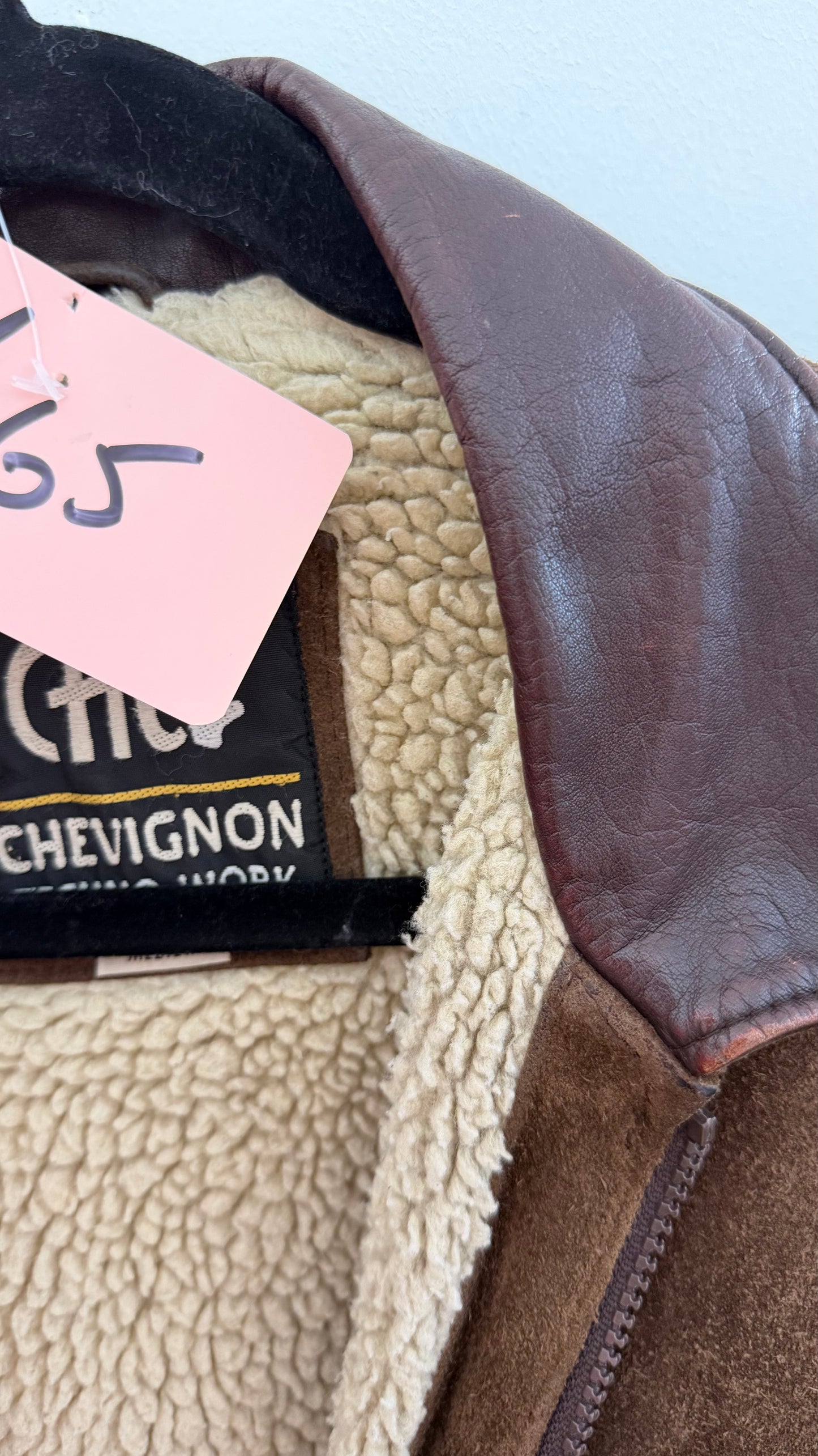 347 Brown suede jacket with fur lining