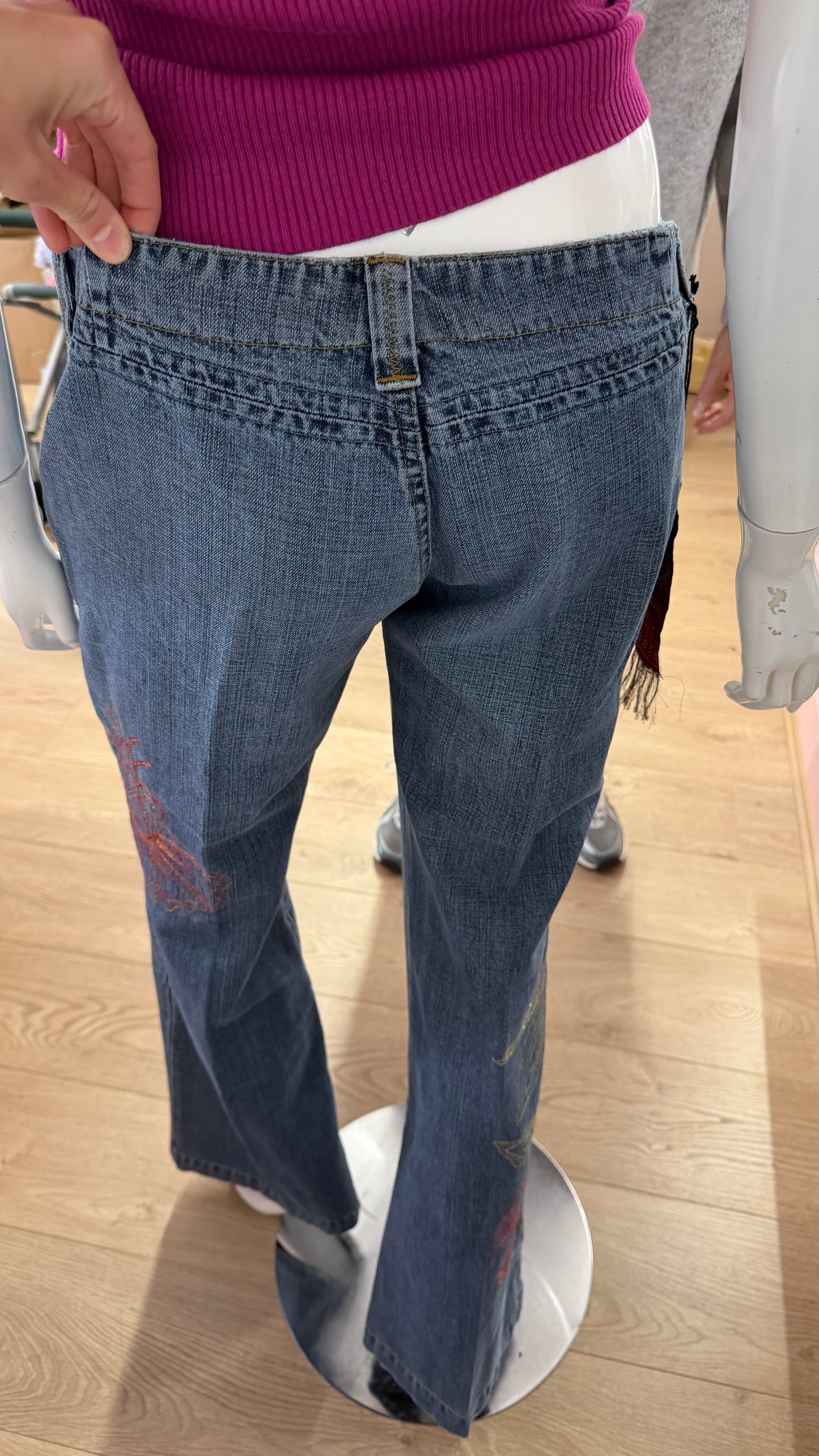 166 denim jeans flower detail