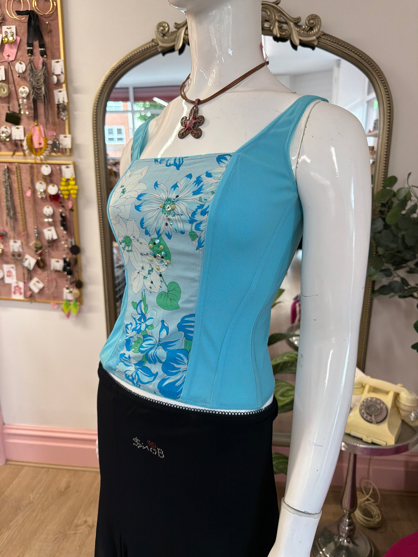 465 Blue corset style top