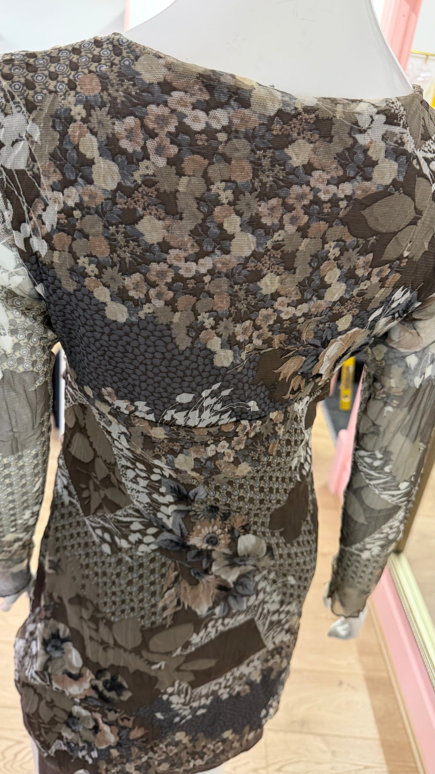 226 beige sheer dress
