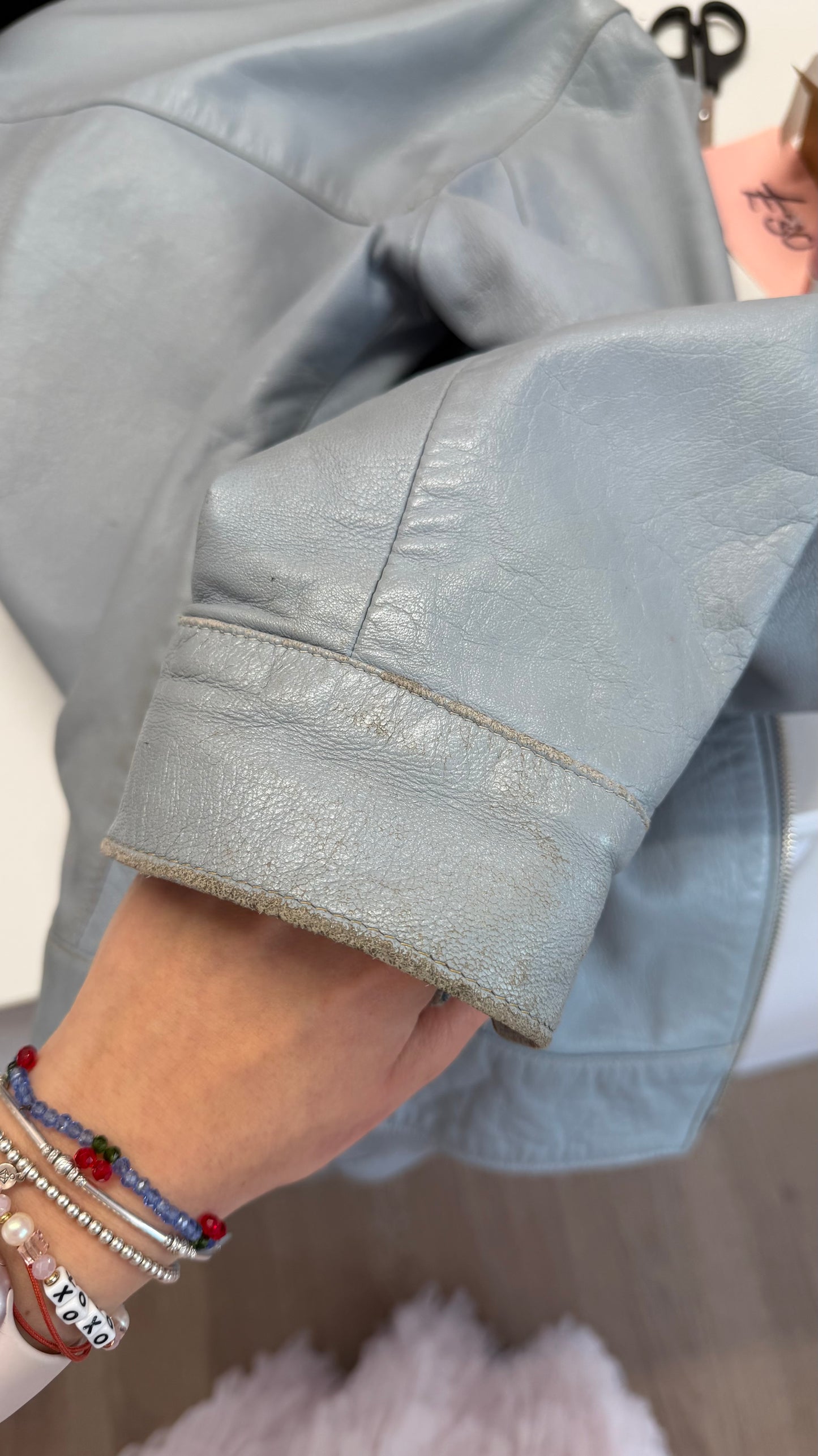 337 blue leather jacket