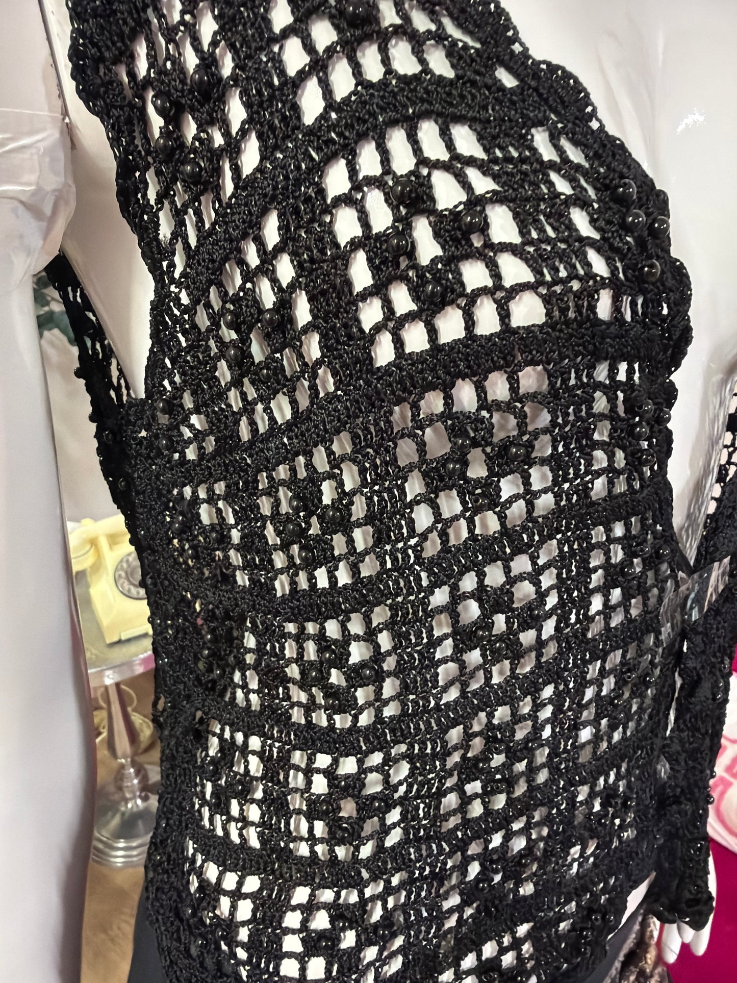 427 Black net beaded waistcoat