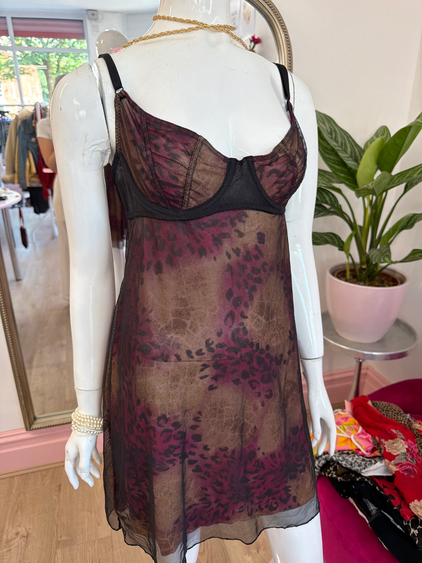 524 Leopard dress with mesh over Victoria’s Secret
