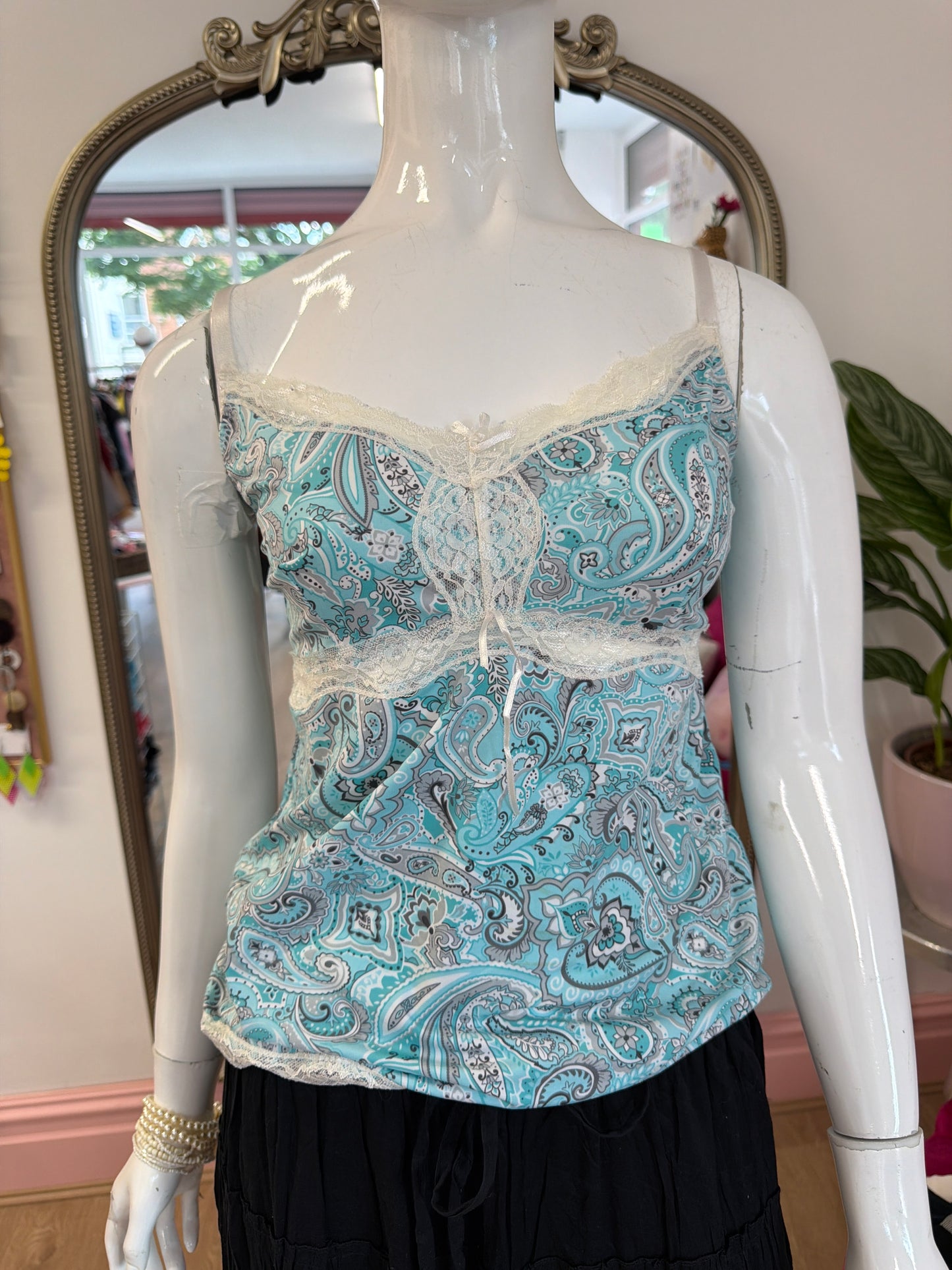 508 blue Paisley cami top