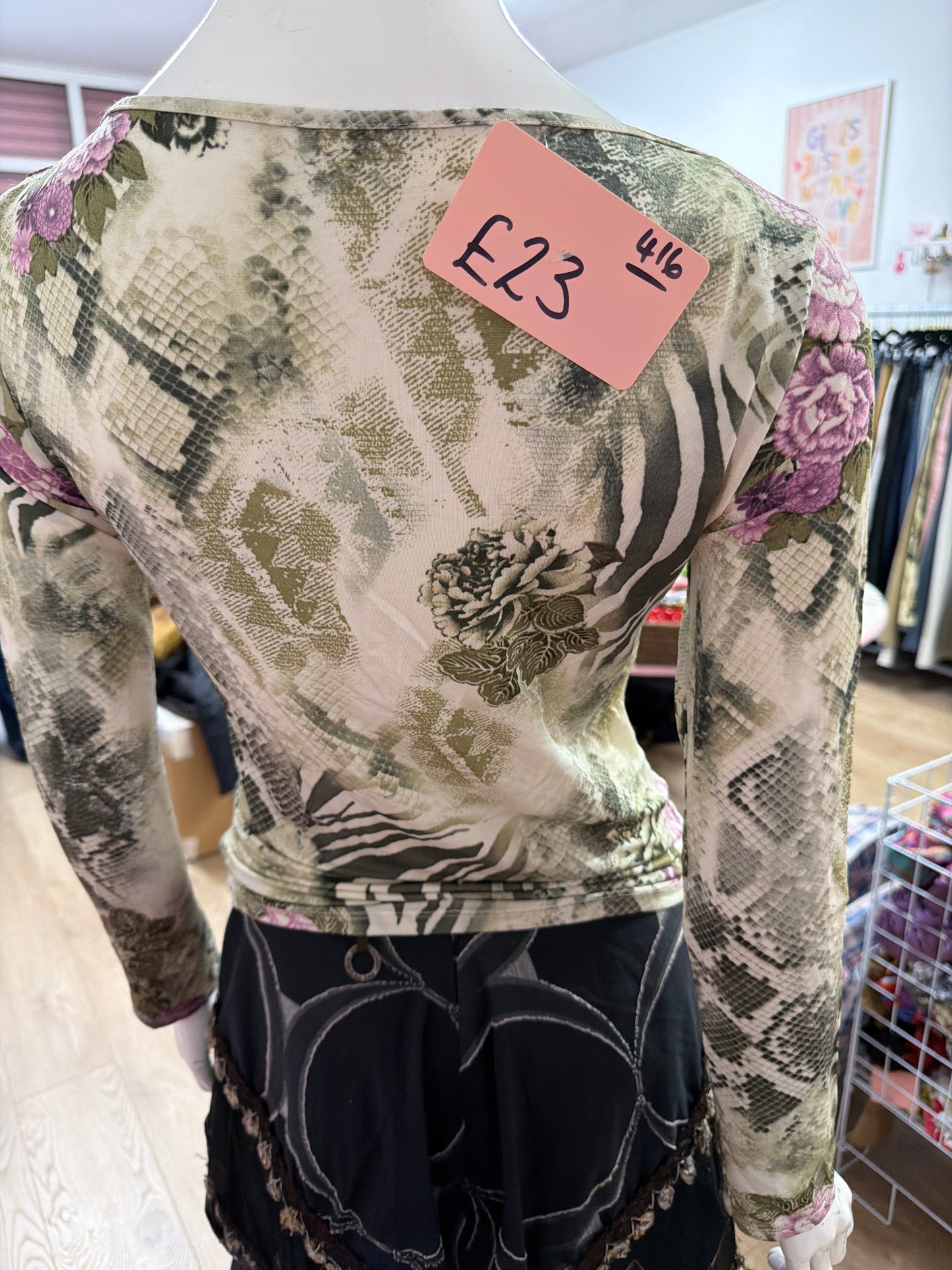 416 snake skin floral top