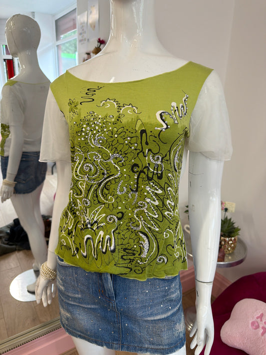 521 Green t shirt with mesh back