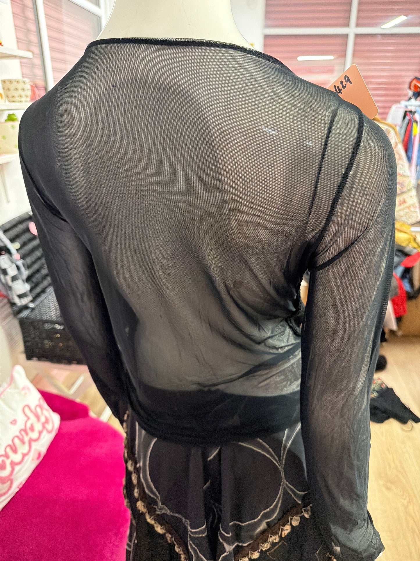 429 Black knit & mesh top
