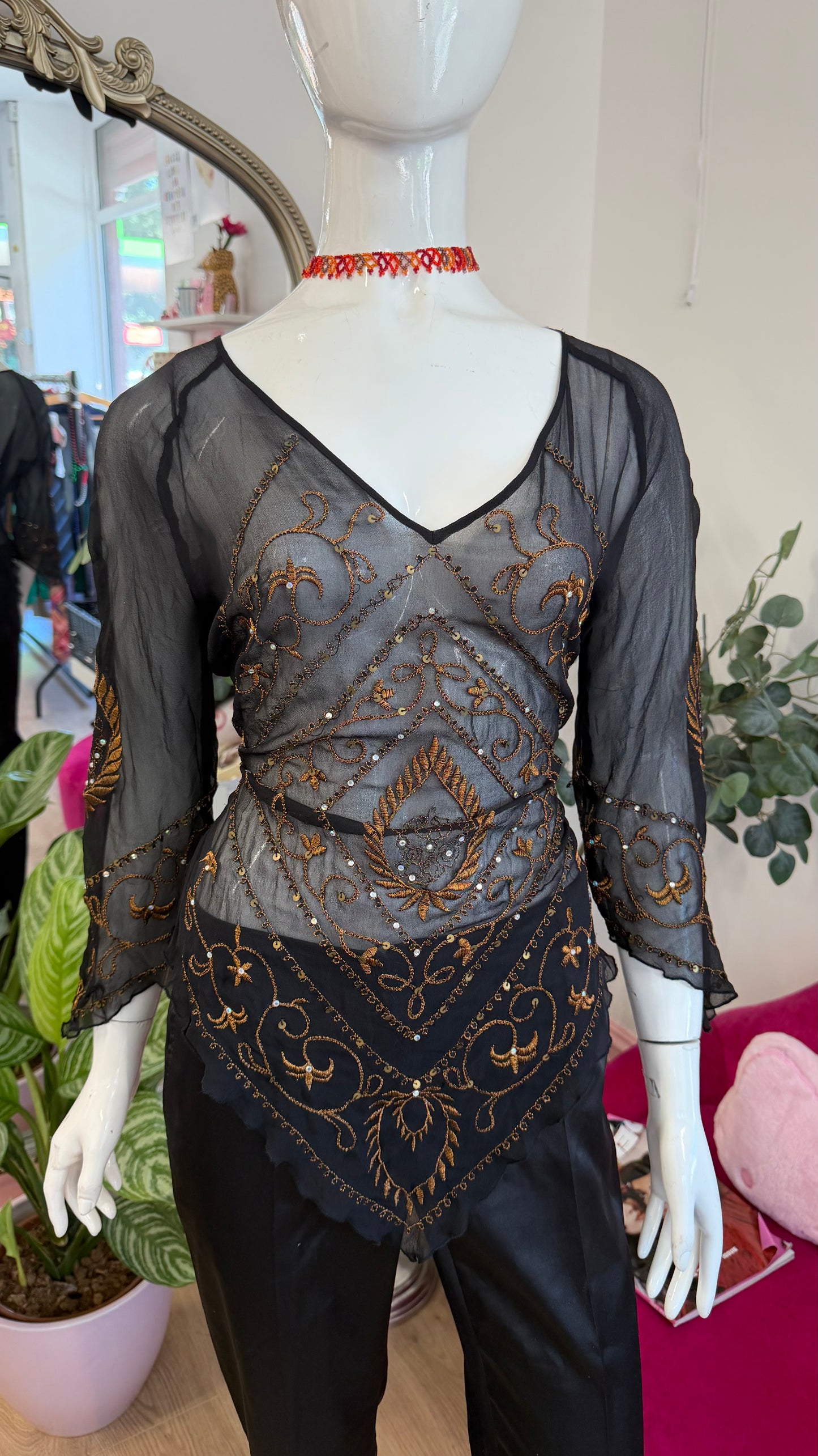 376 Black top with sequin detailing