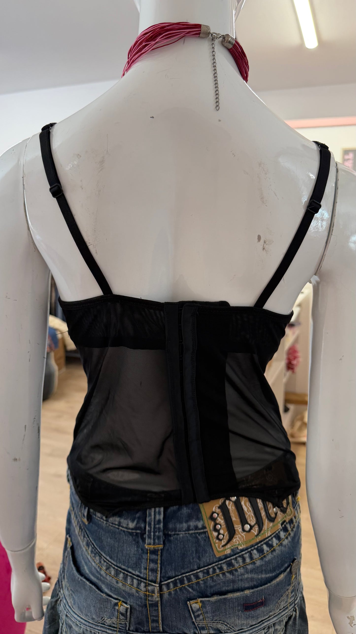 76 Black lace mesh cami