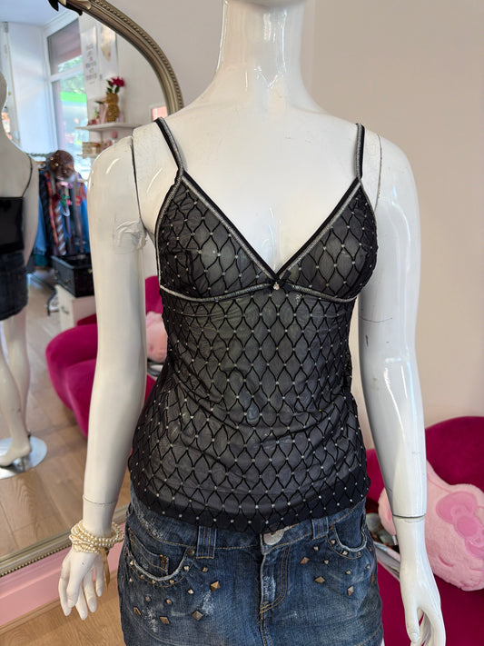 536 Black sparkle cami top