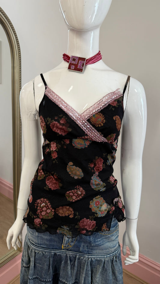 78 black floral cami