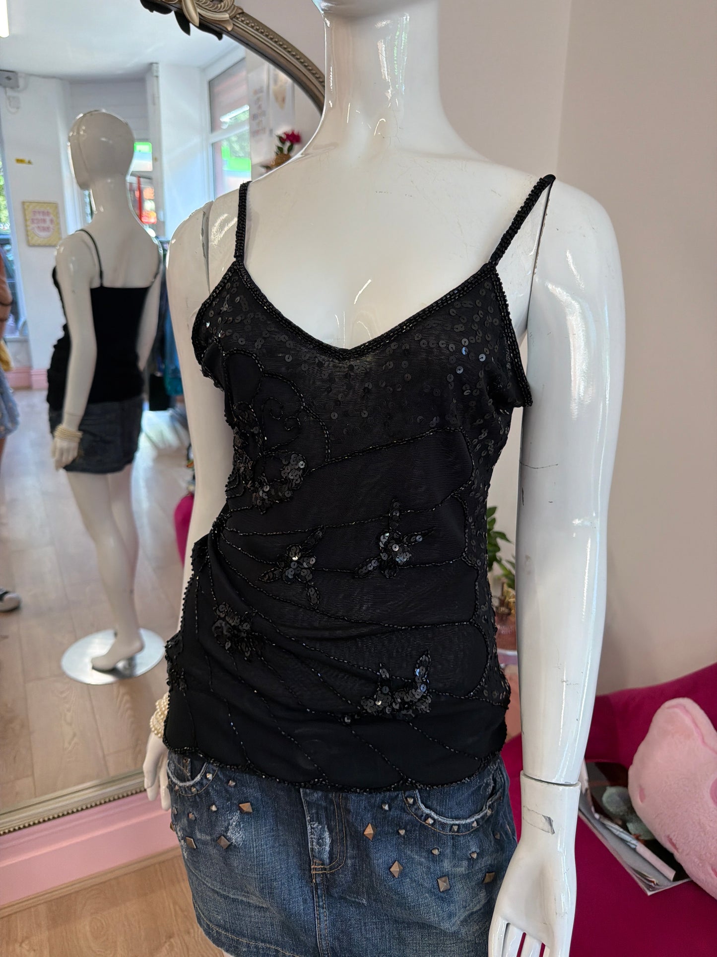 559 Black sequin cami top