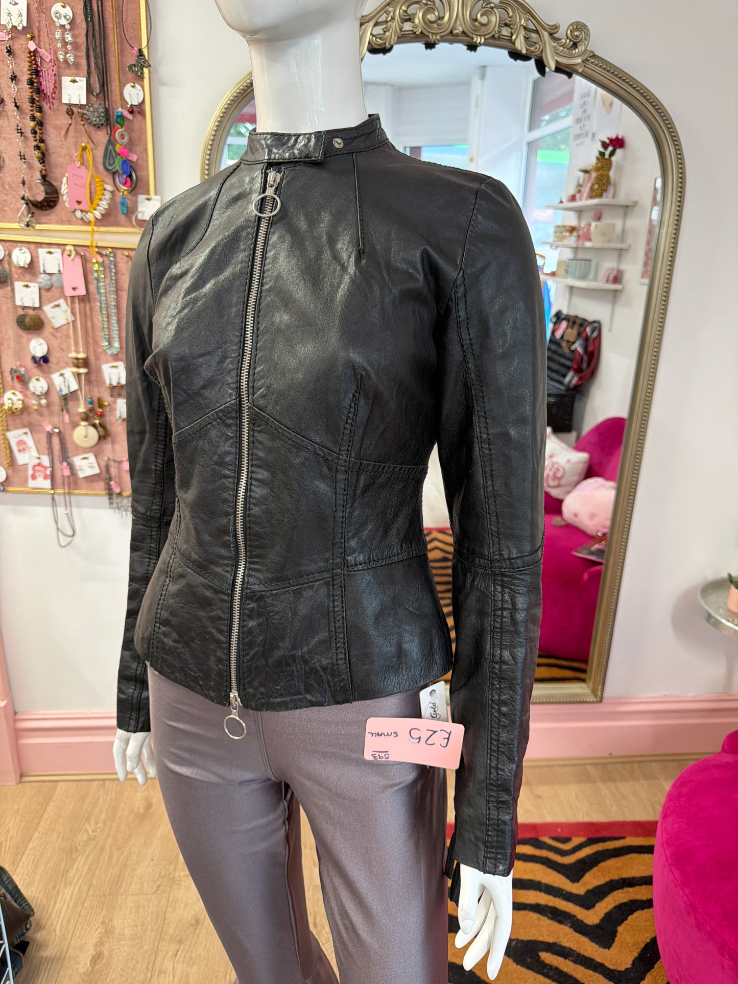 598 Black leather jacket