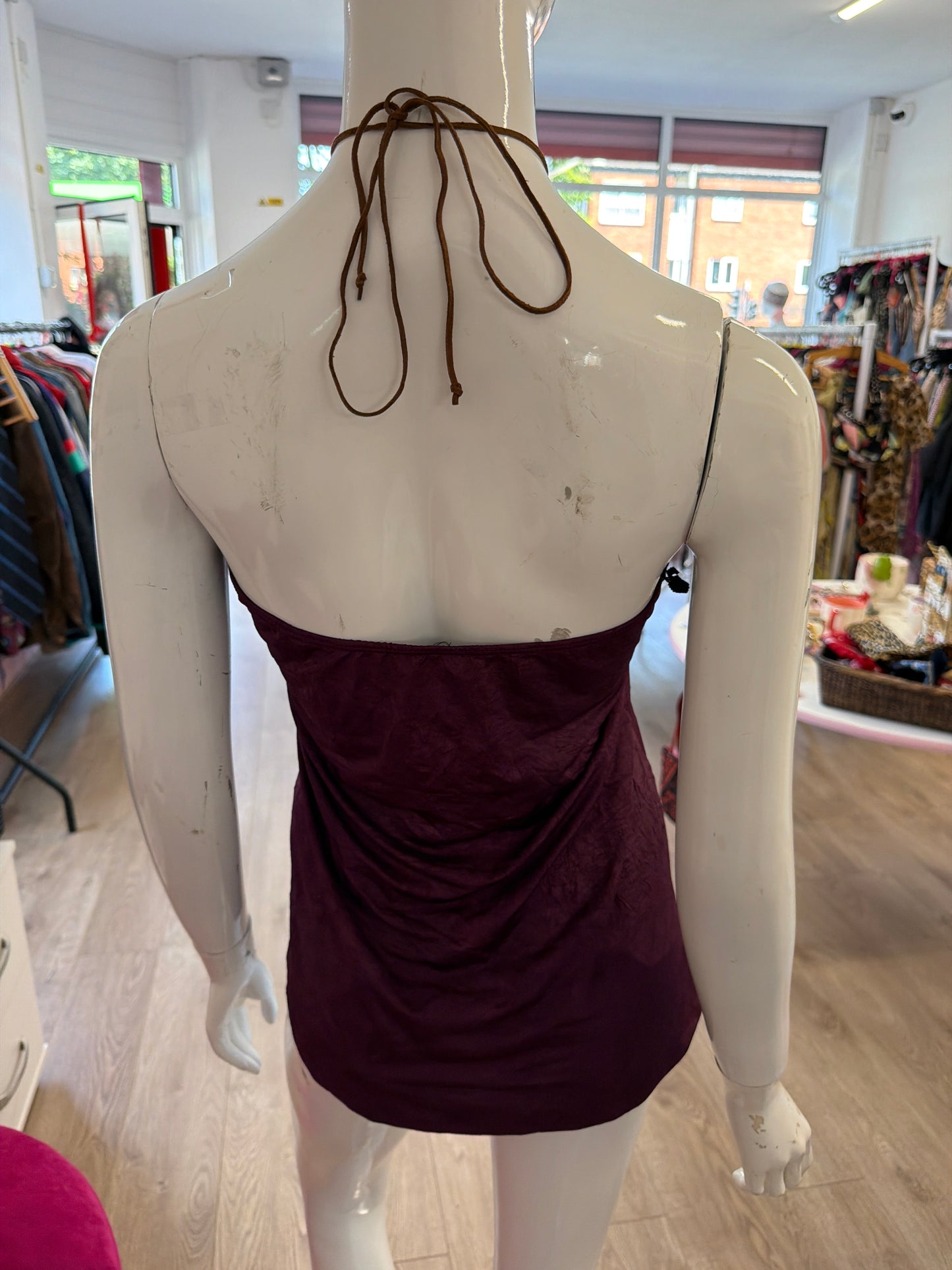 502 Purple halter neck tie top