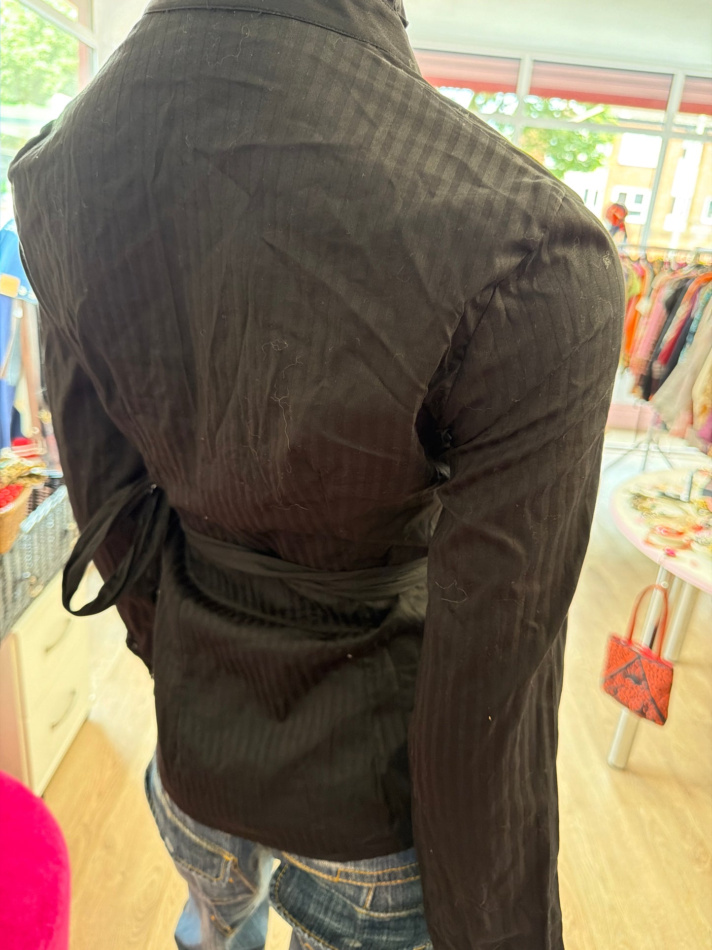 483 Massimo Dutti Black wrap shirt