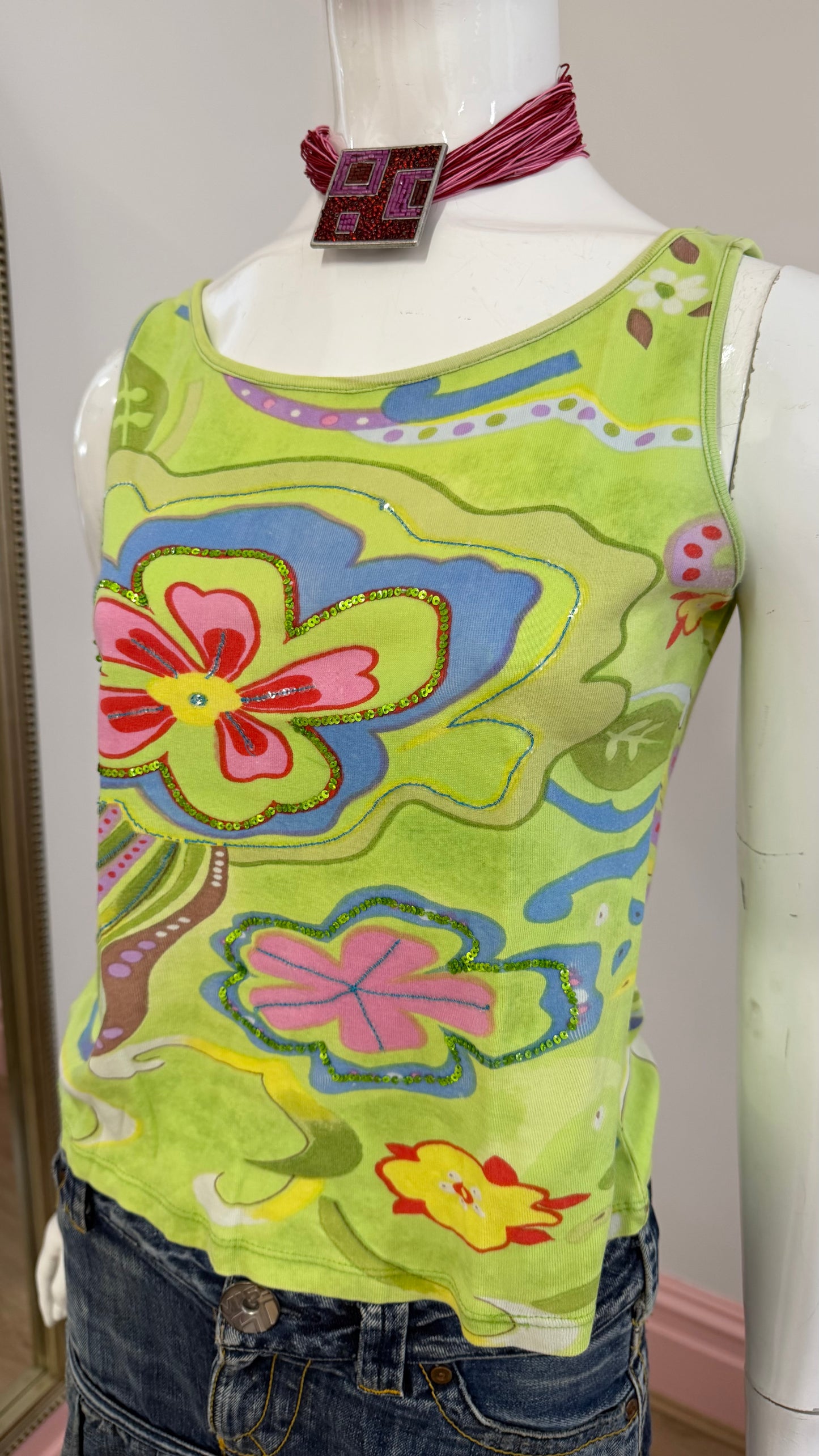 63 Green floral top