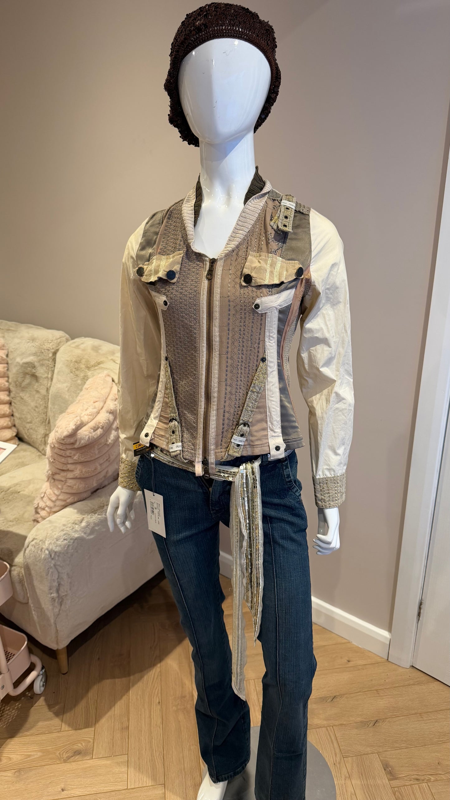 1 Beige Jacket with corset back size uk 10