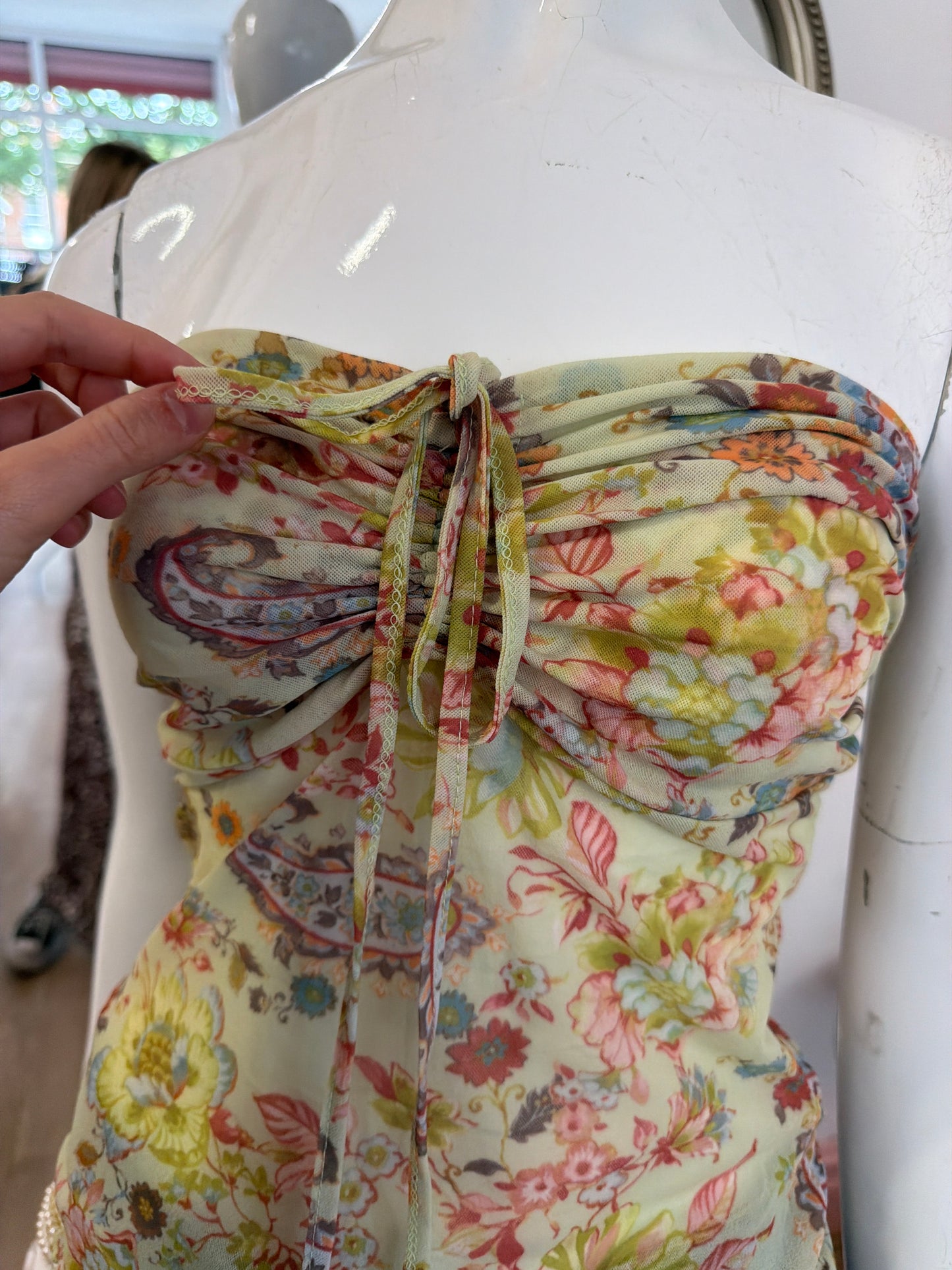 525 Floral mesh boob tube top