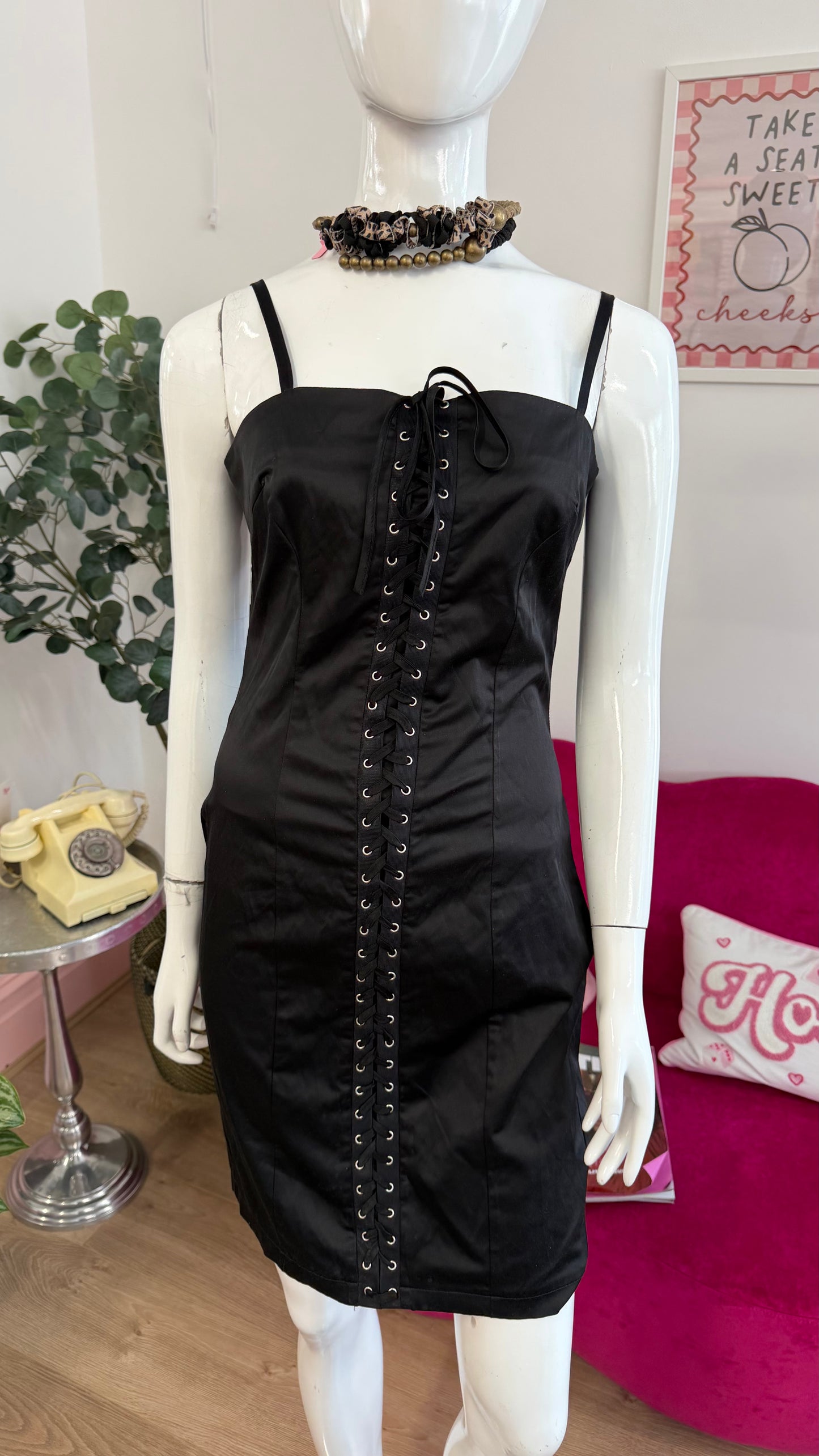 386 Satin lace up dress