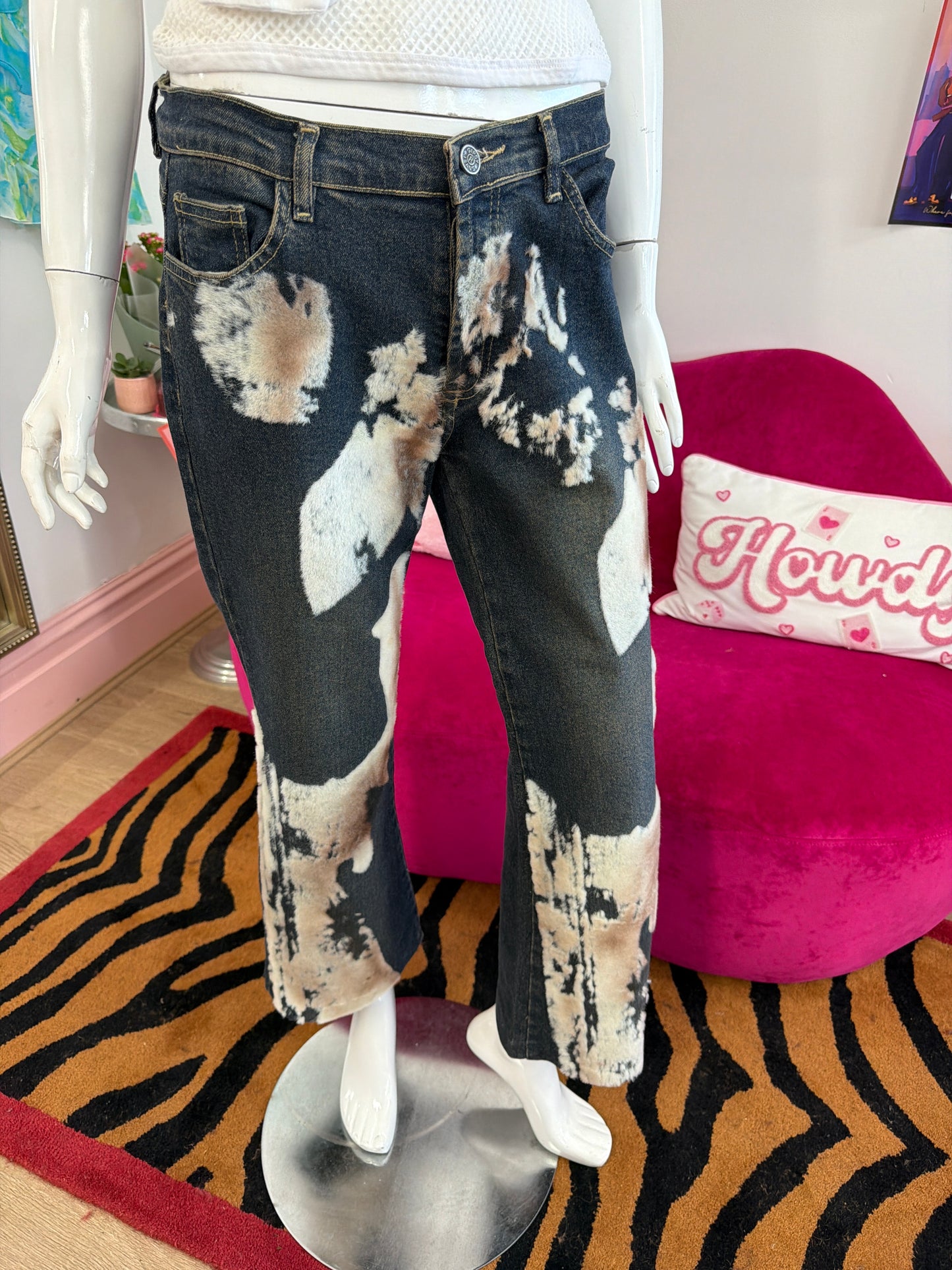 655 Cow print fur jeans Size 8