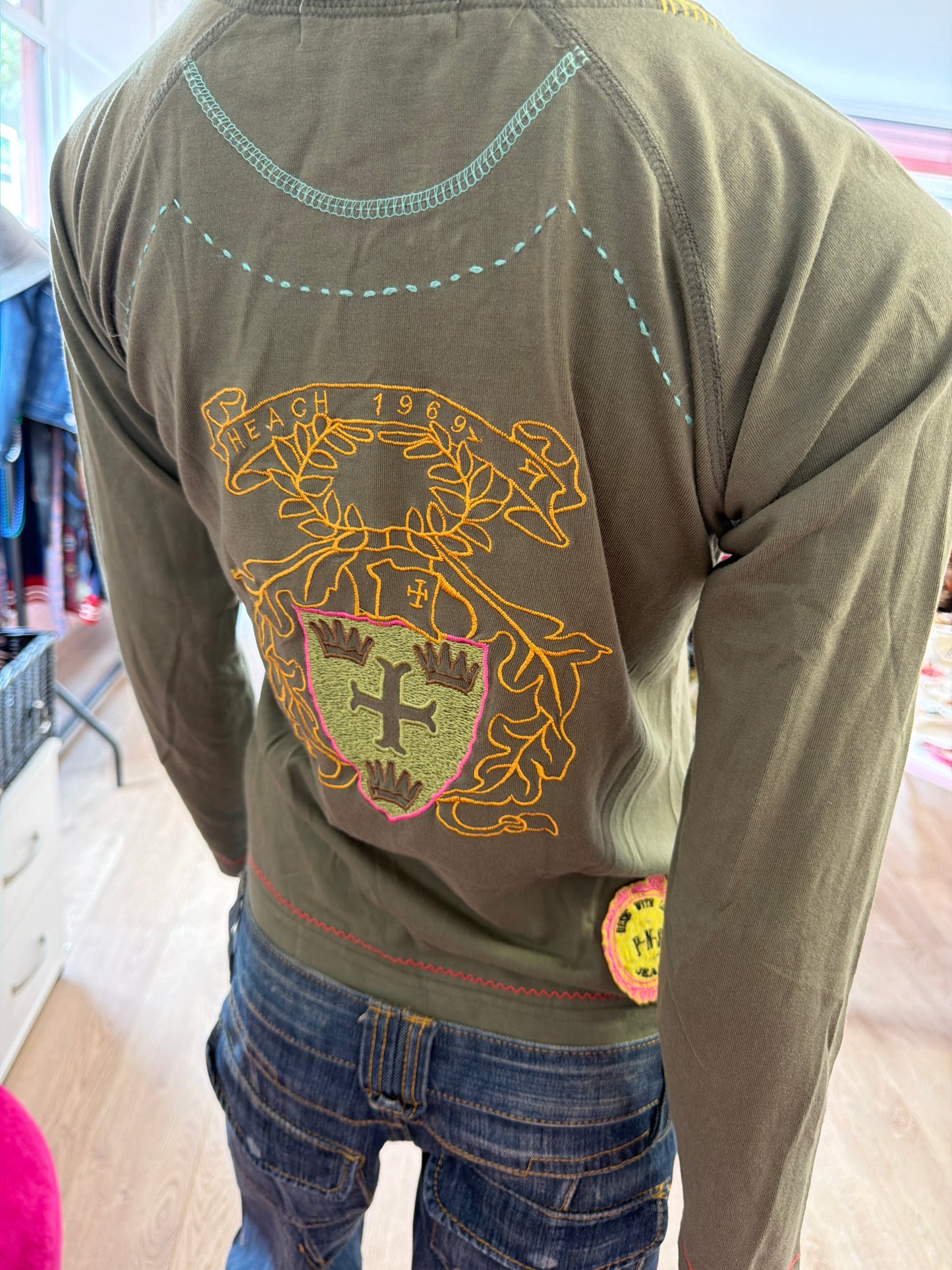 486 Khaki Green top