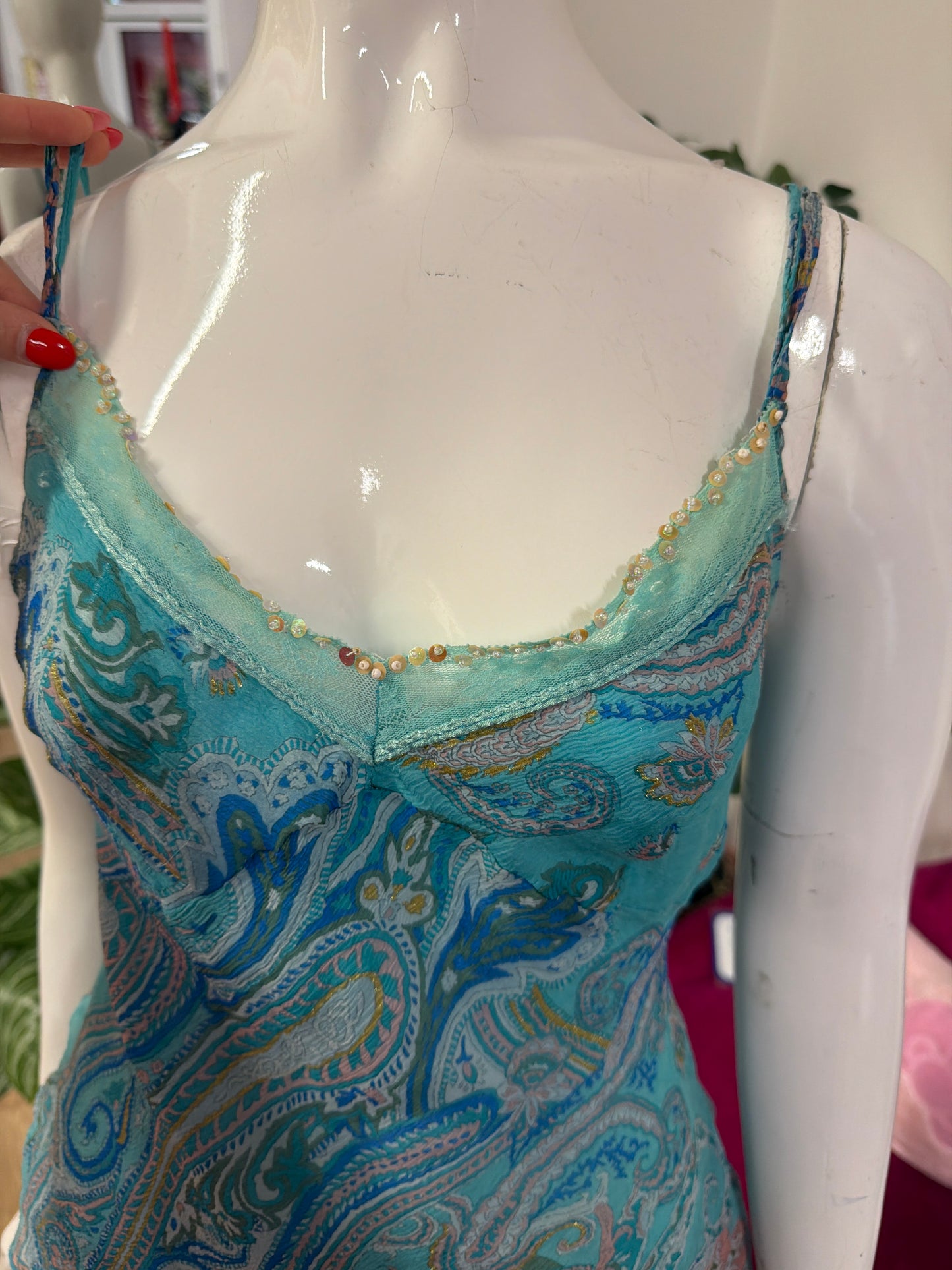 424 Blue mesh cami top