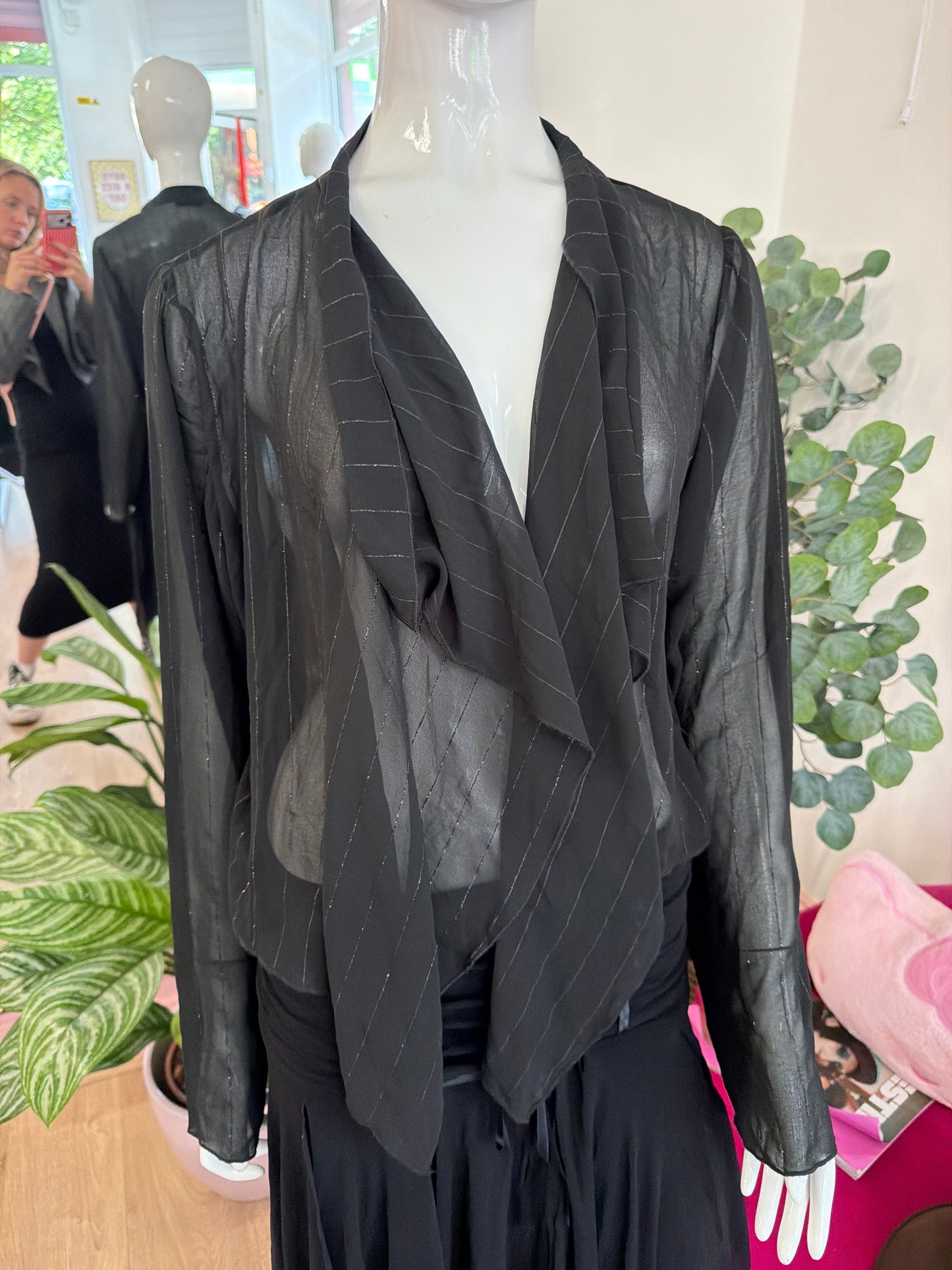 407 Pierre Cardin black sheer cardy