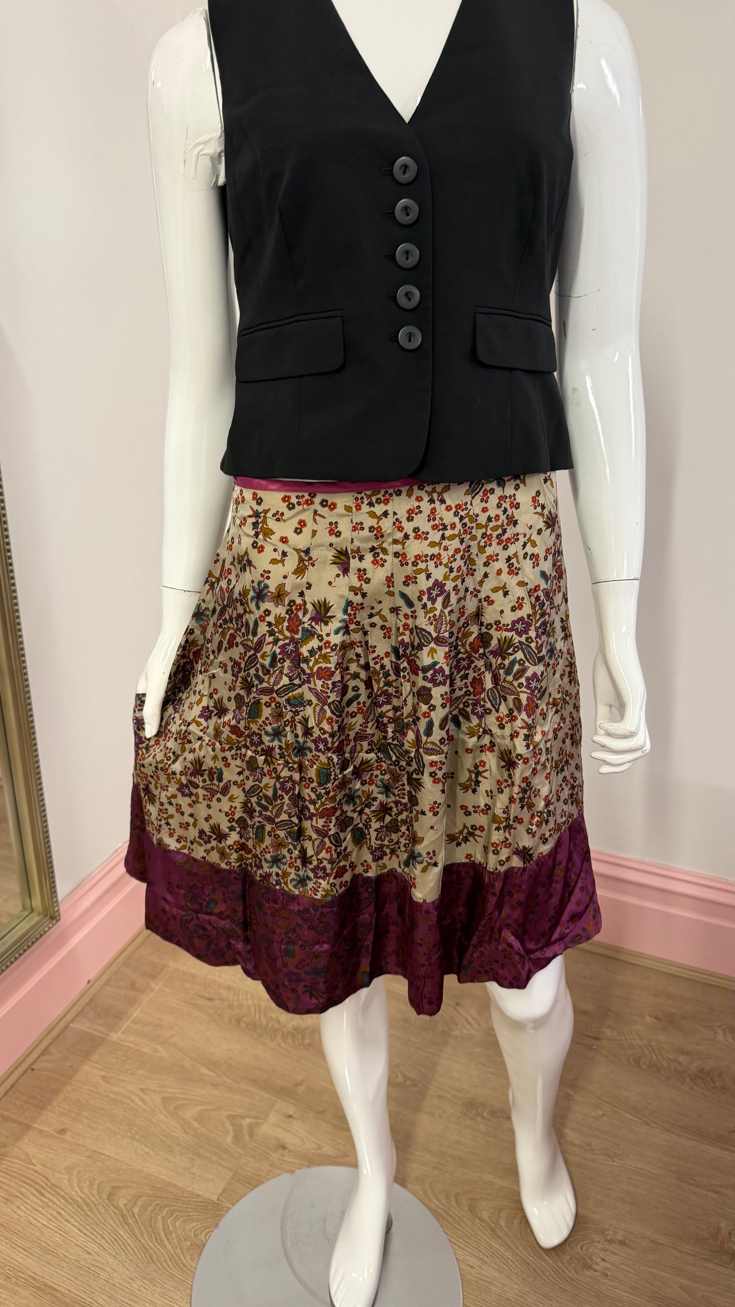 211 satin floral skirt