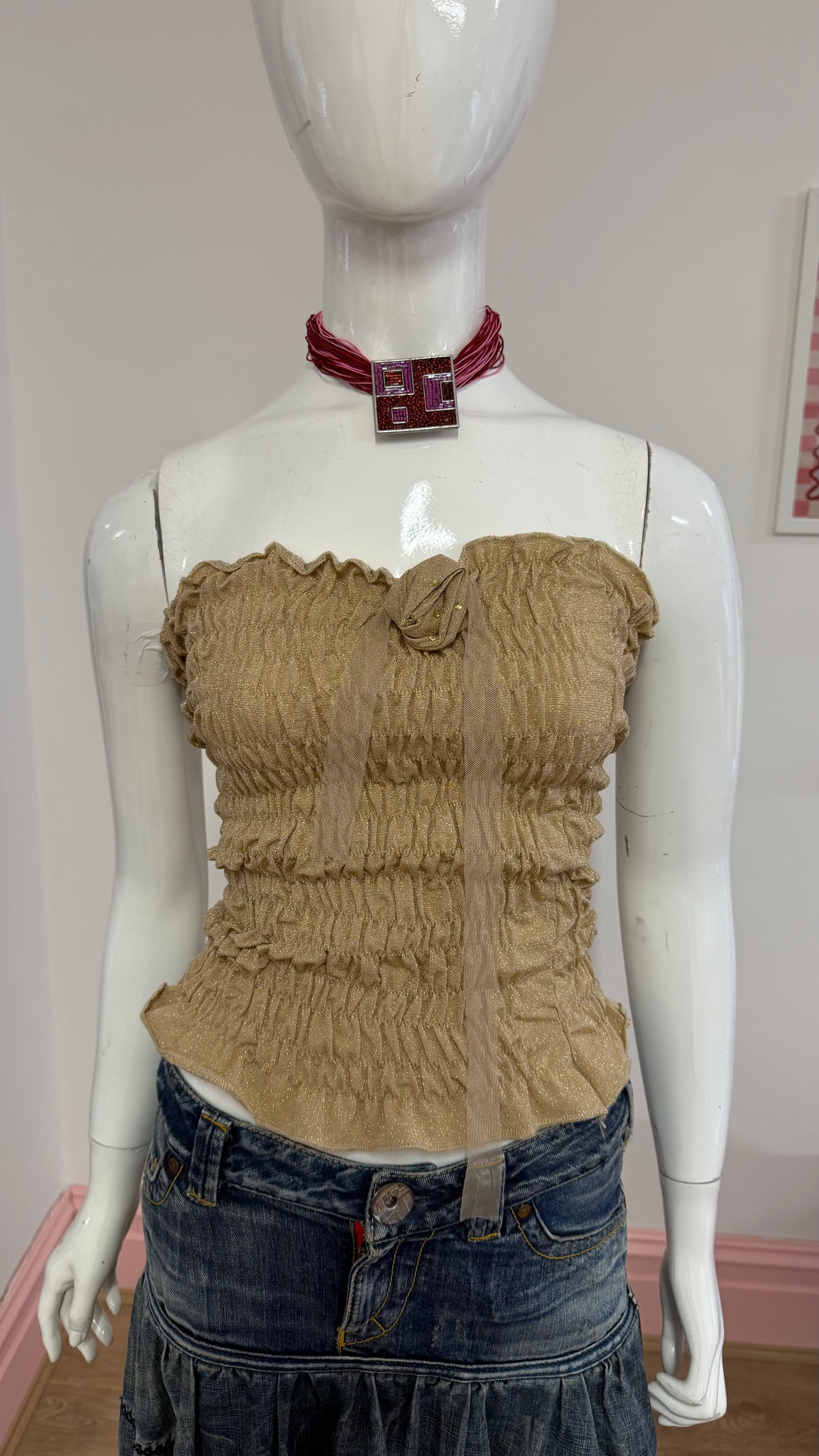 55 gold boob tube stretchy top