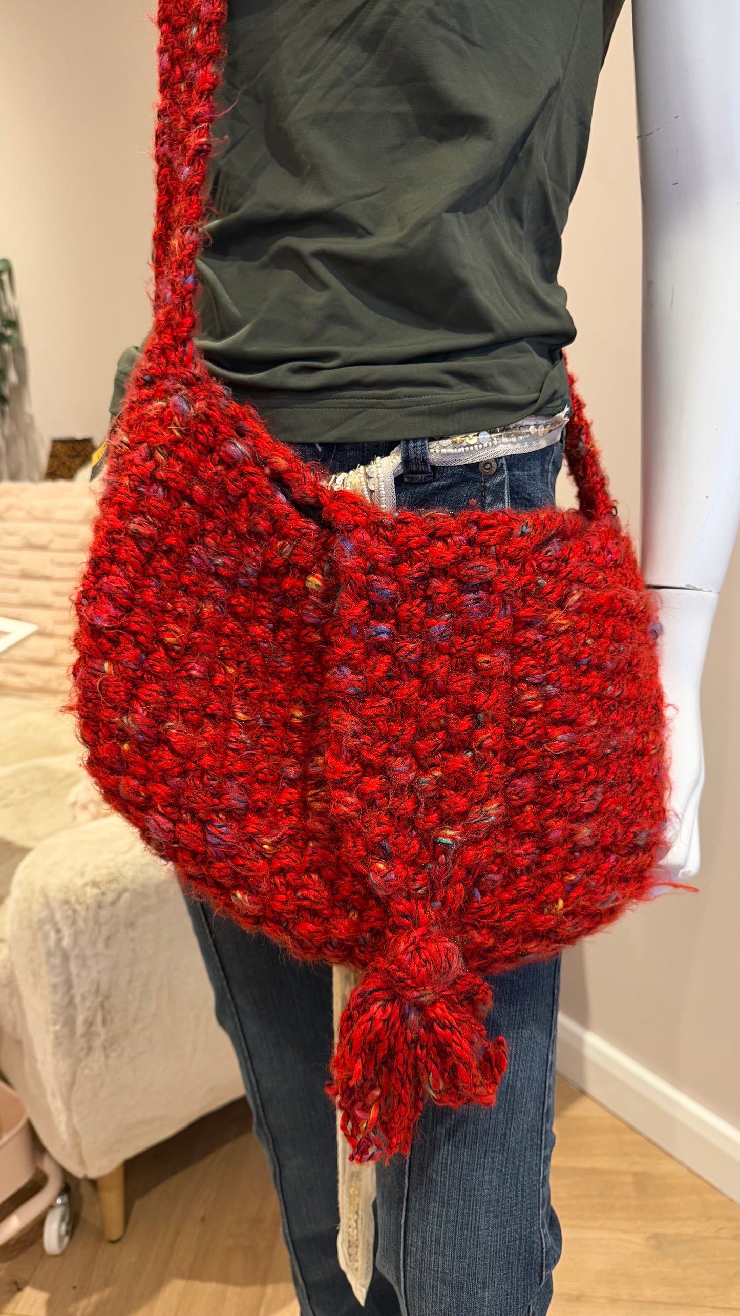 22 Red crochet bag