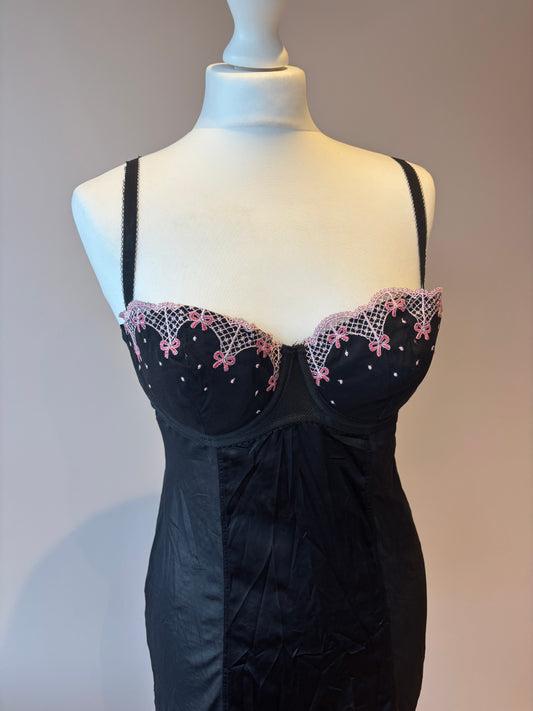 Black and pink bow babydoll top